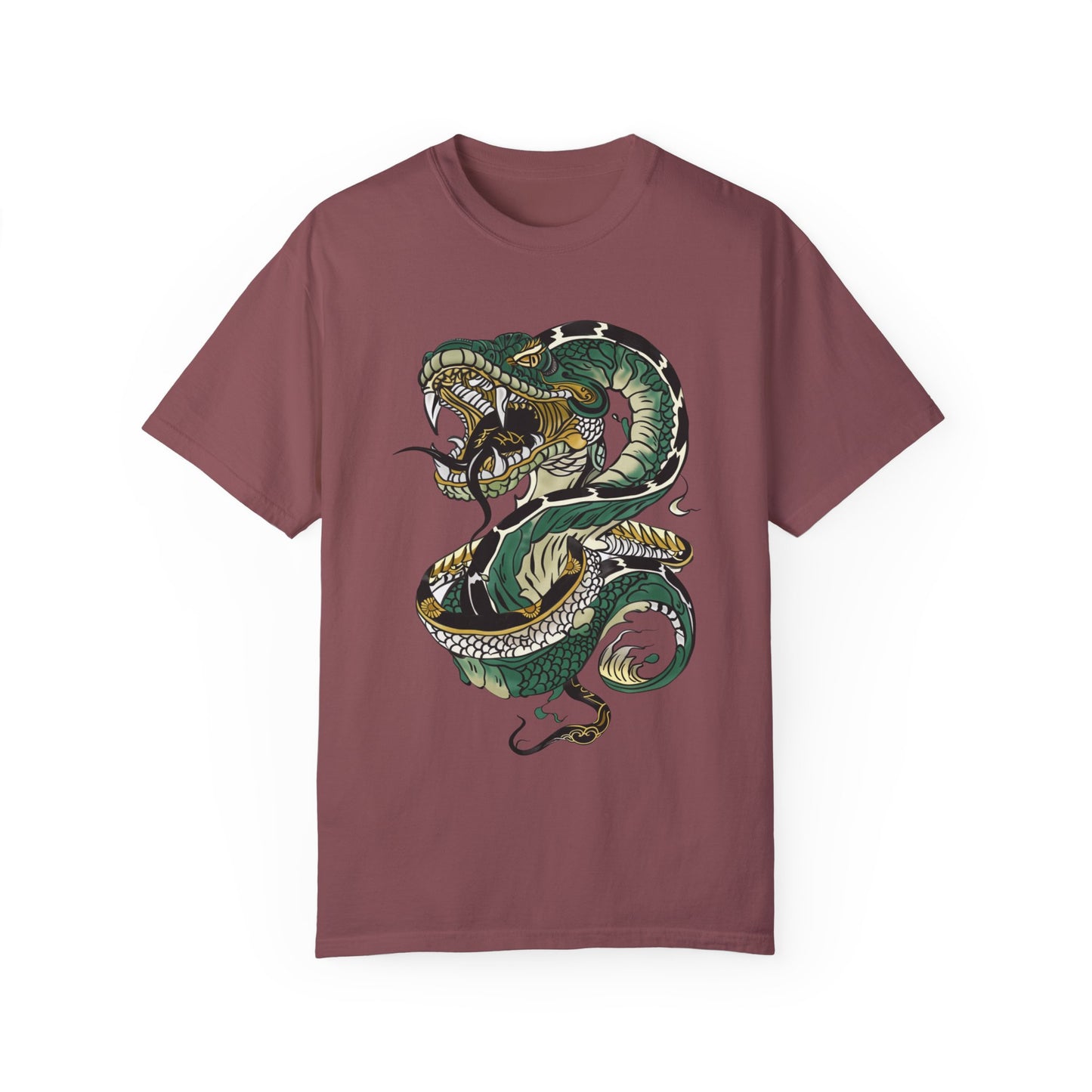 Irezumi Art King Cobra Snake Japanese Tattoo Style Graphic Unisex Garment-dyed T-shirt Cotton Funny Humorous Graphic Soft Premium Unisex Men Women Brick T-shirt Birthday Gift-5