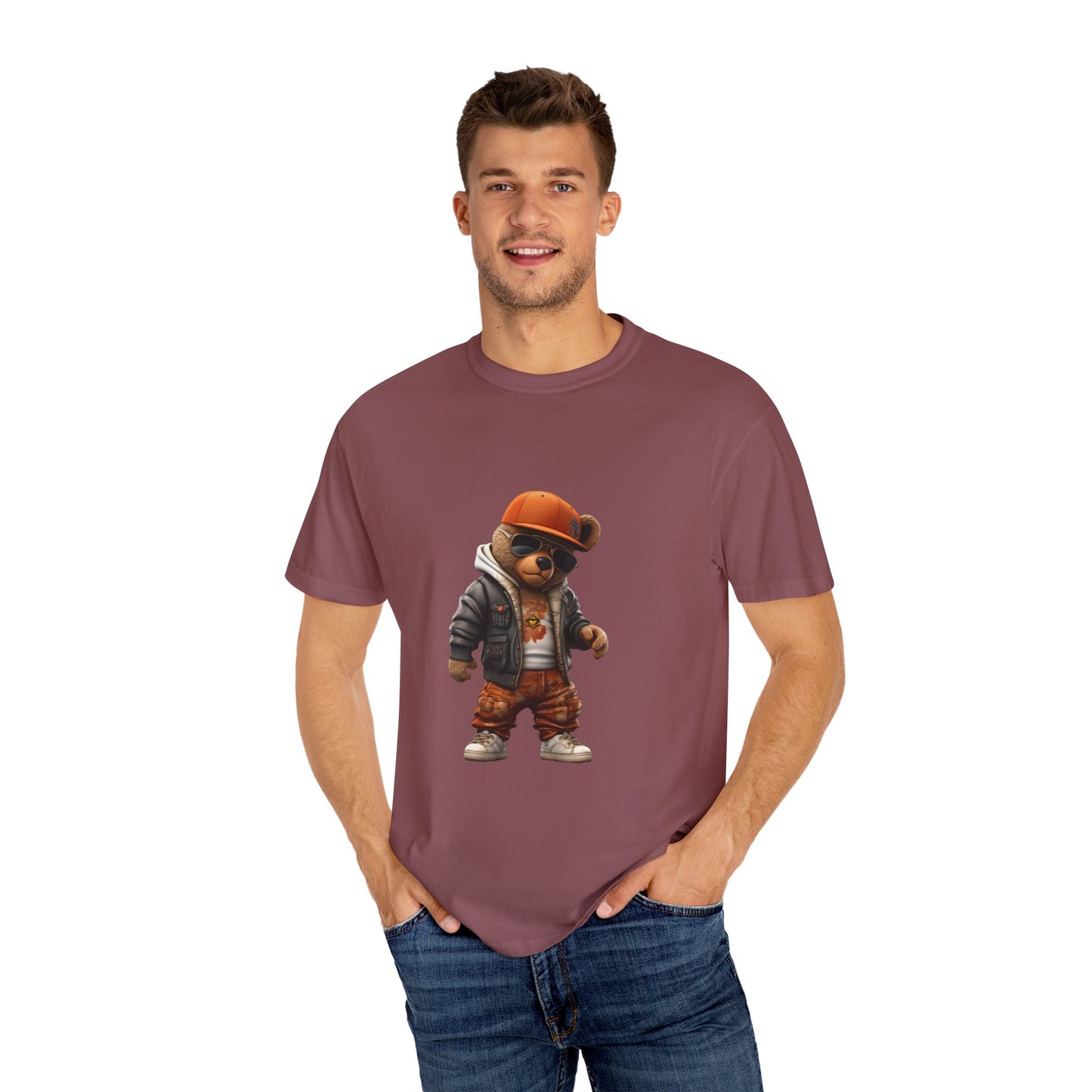 Hip Hop Teddy Bear Graphic Unisex Garment-dyed T-shirt Cotton Funny Humorous Graphic Soft Premium Unisex Men Women Brick T-shirt Birthday Gift-30