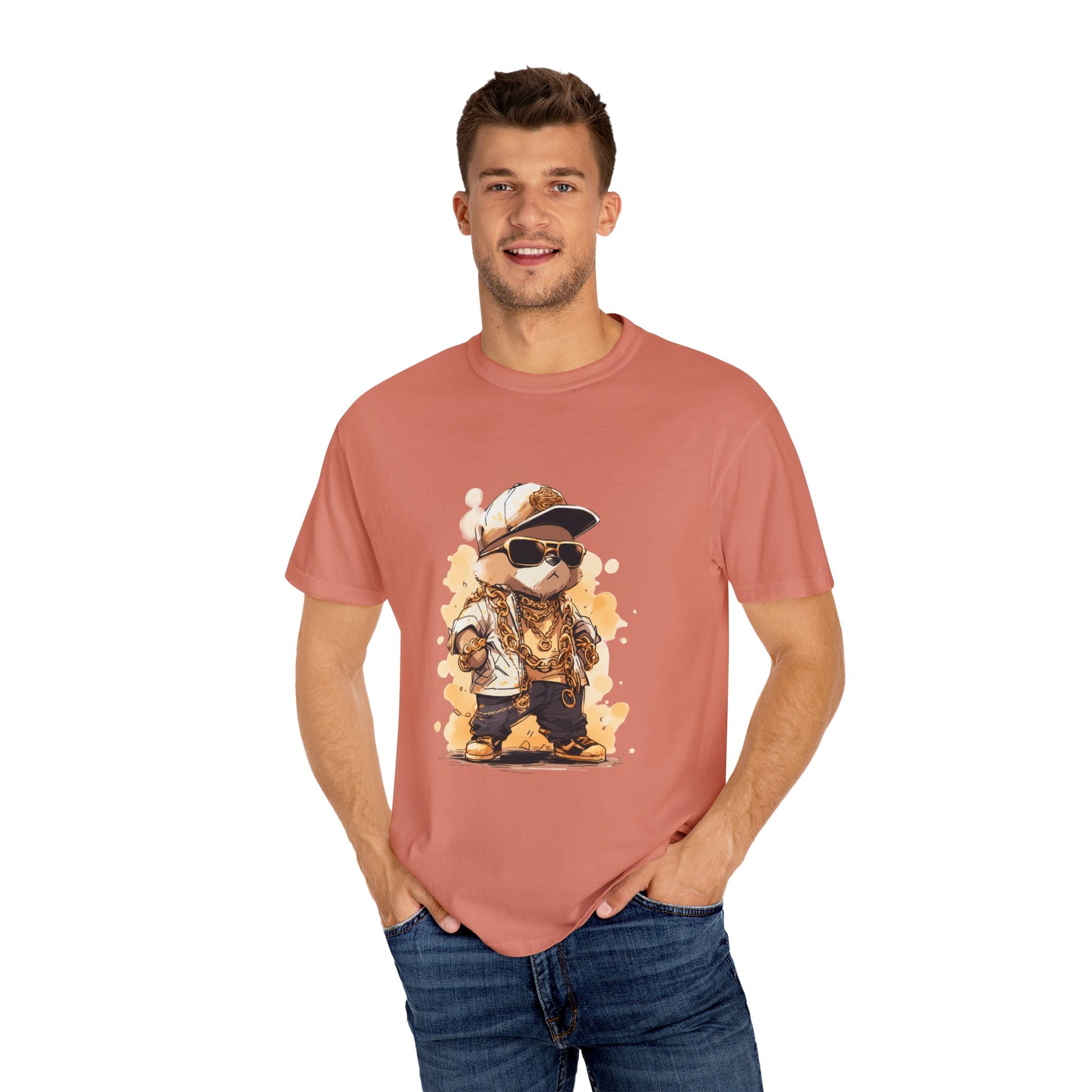 Hip Hop Teddy Bear Graphic Unisex Garment-dyed T-shirt Cotton Funny Humorous Graphic Soft Premium Unisex Men Women Terracotta T-shirt Birthday Gift-57