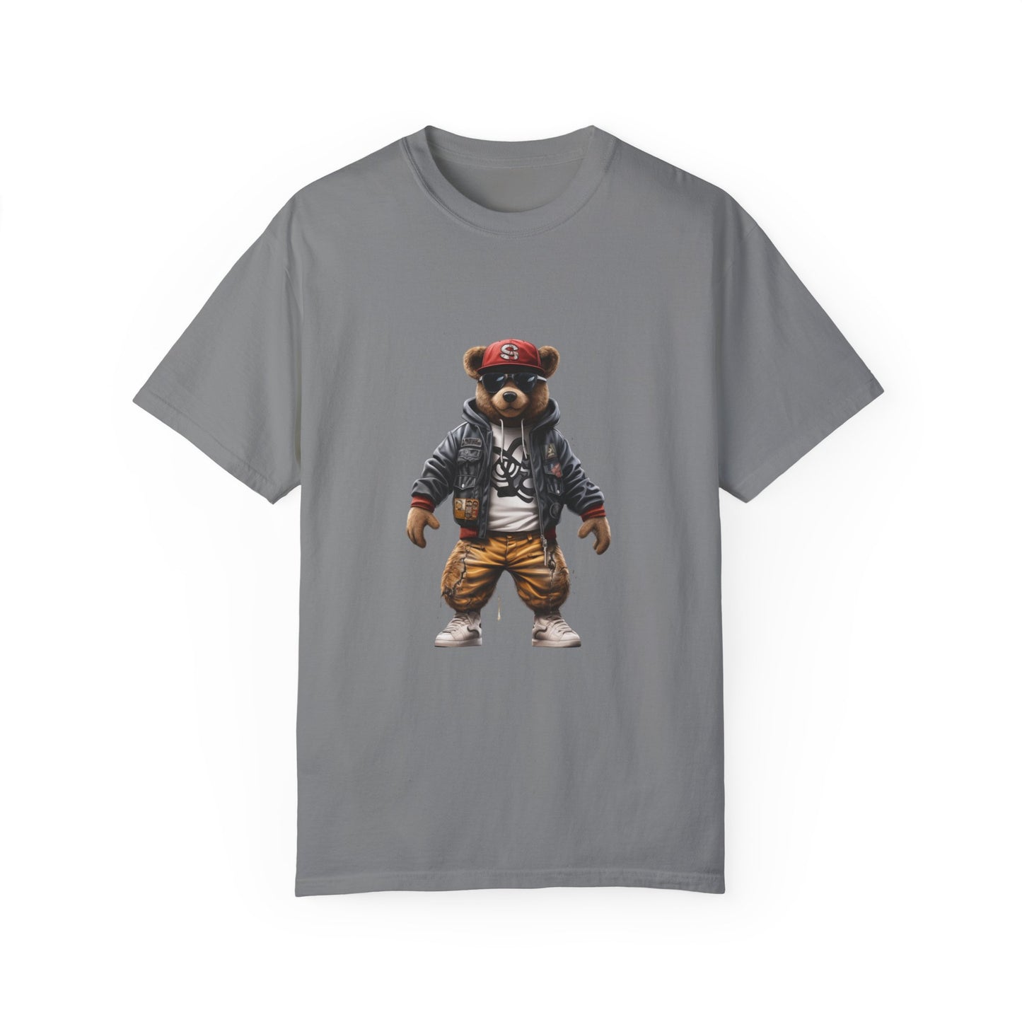 Hip Hop Teddy Bear Graphic Unisex Garment-dyed T-shirt Cotton Funny Humorous Graphic Soft Premium Unisex Men Women Grey T-shirt Birthday Gift-9