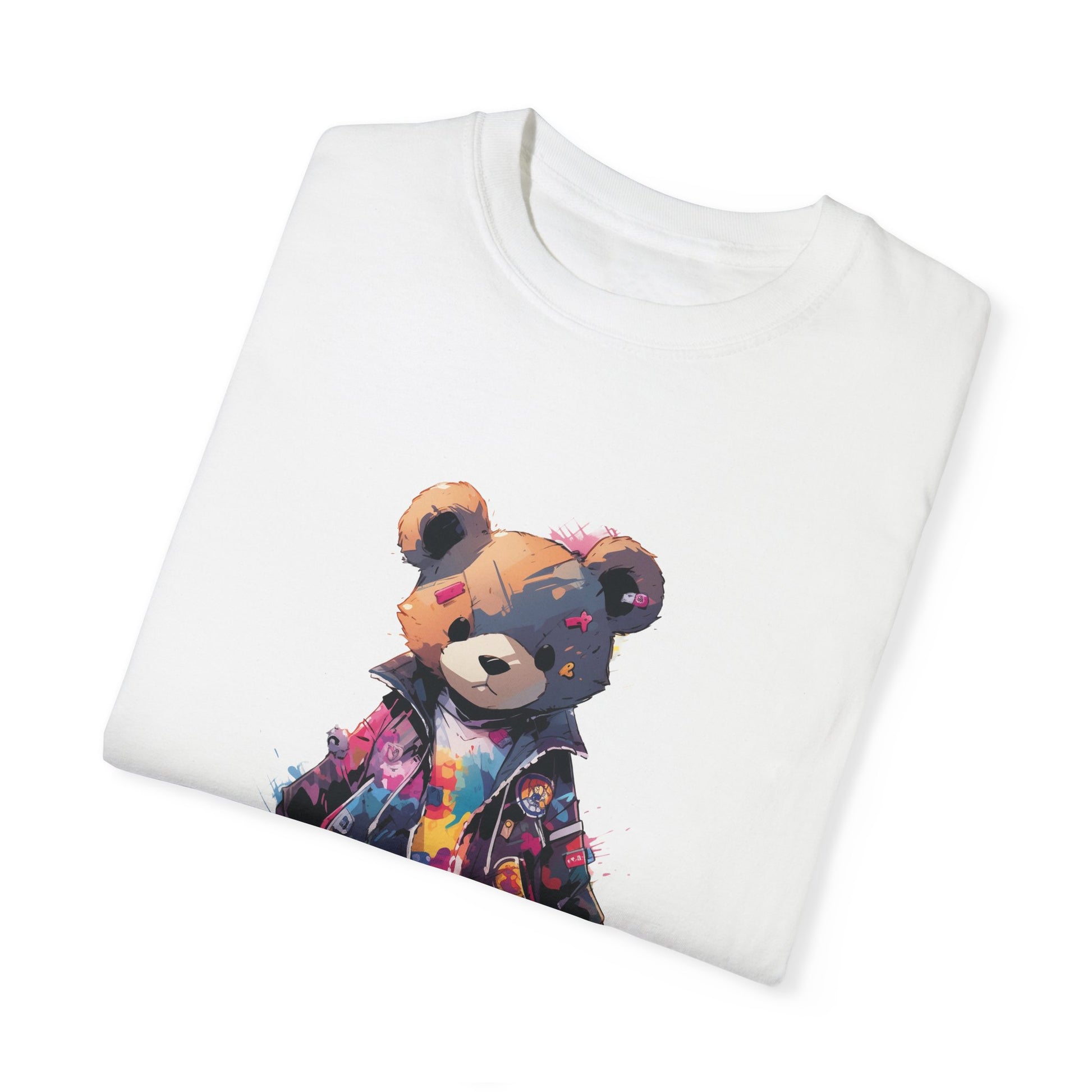 Hip Hop Teddy Bear Graphic Unisex Garment-dyed T-shirt Cotton Funny Humorous Graphic Soft Premium Unisex Men Women White T-shirt Birthday Gift-23