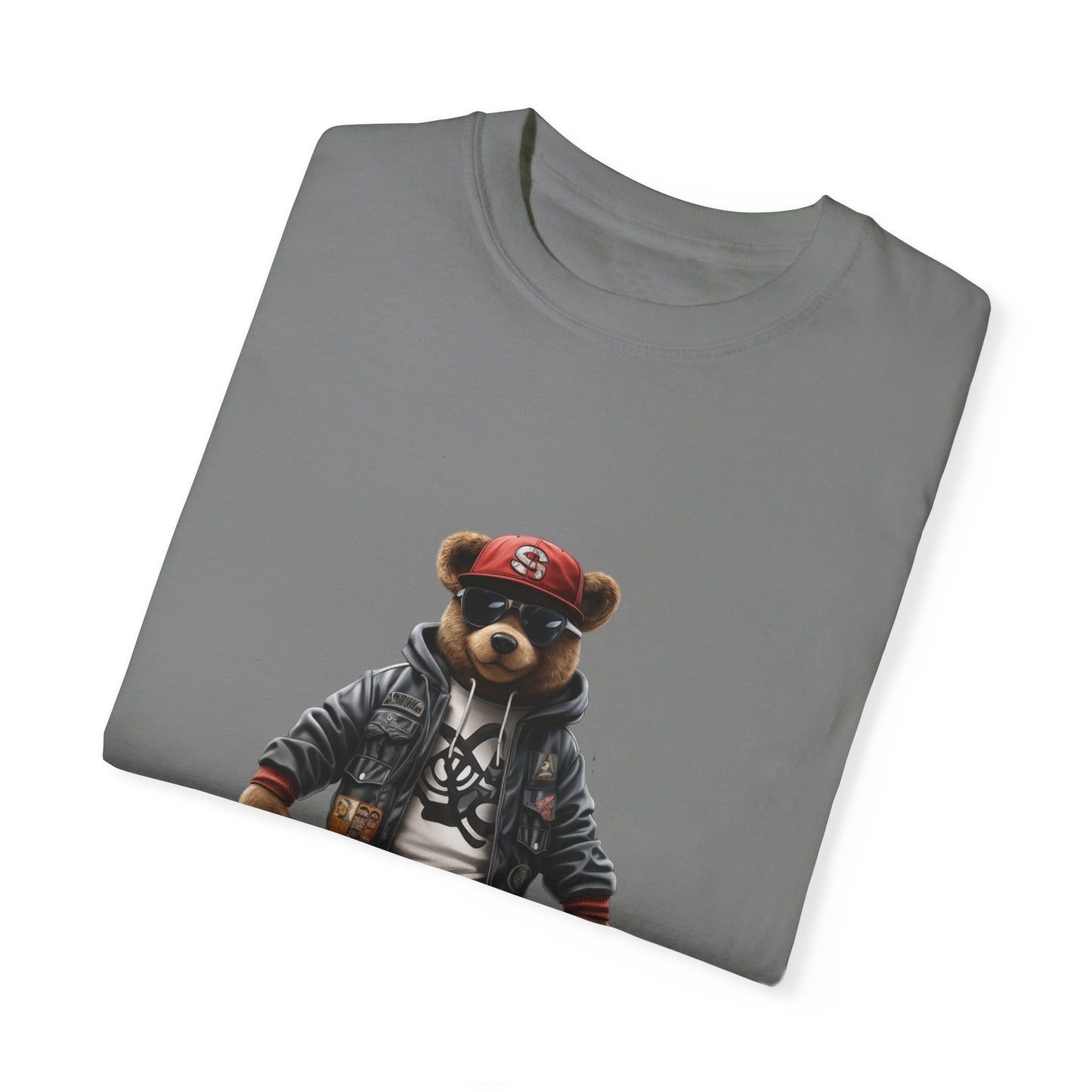 Hip Hop Teddy Bear Graphic Unisex Garment-dyed T-shirt Cotton Funny Humorous Graphic Soft Premium Unisex Men Women Grey T-shirt Birthday Gift-41