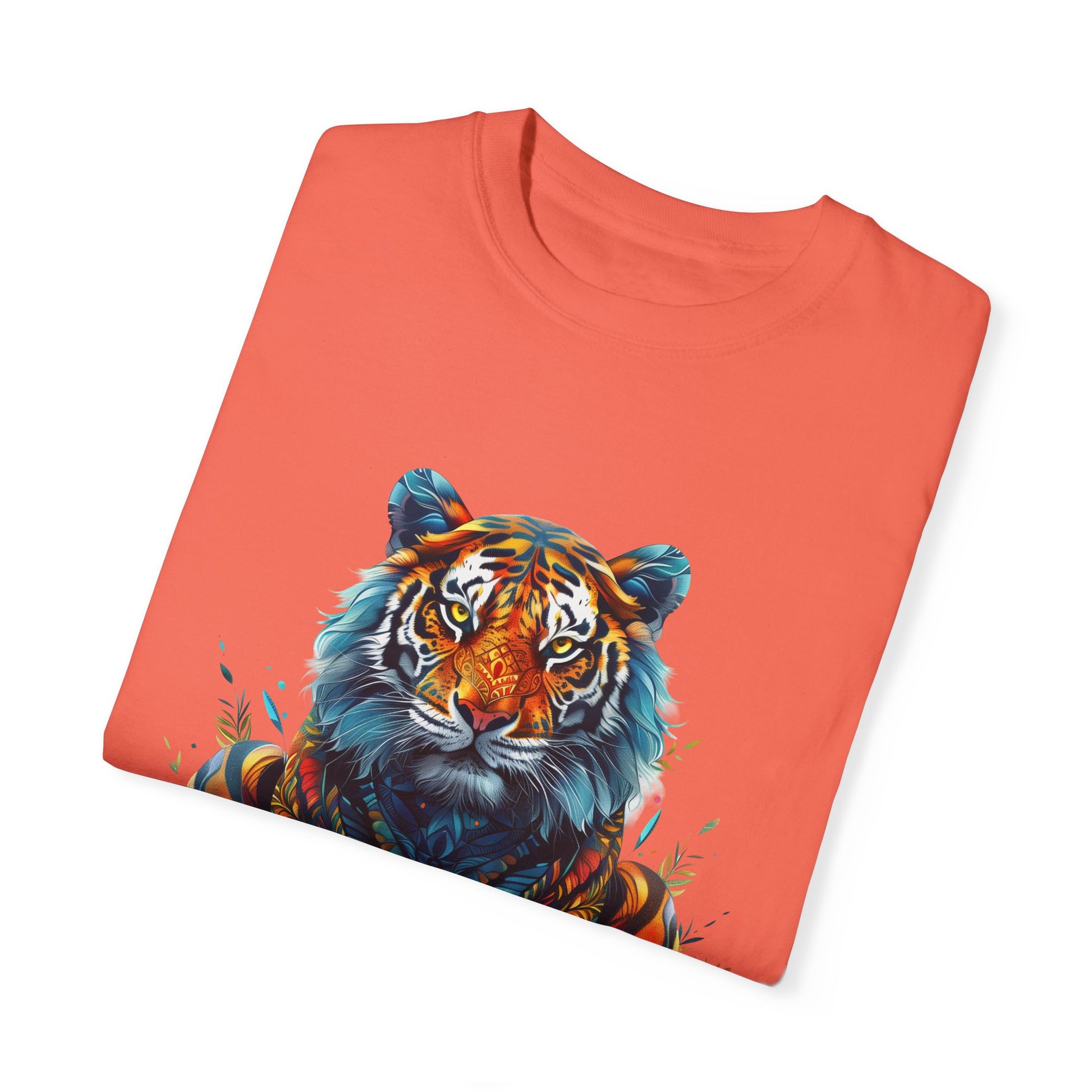 Lion Head Cool Graphic Design Novelty Unisex Garment-dyed T-shirt Cotton Funny Humorous Graphic Soft Premium Unisex Men Women Bright Salmon T-shirt Birthday Gift-32