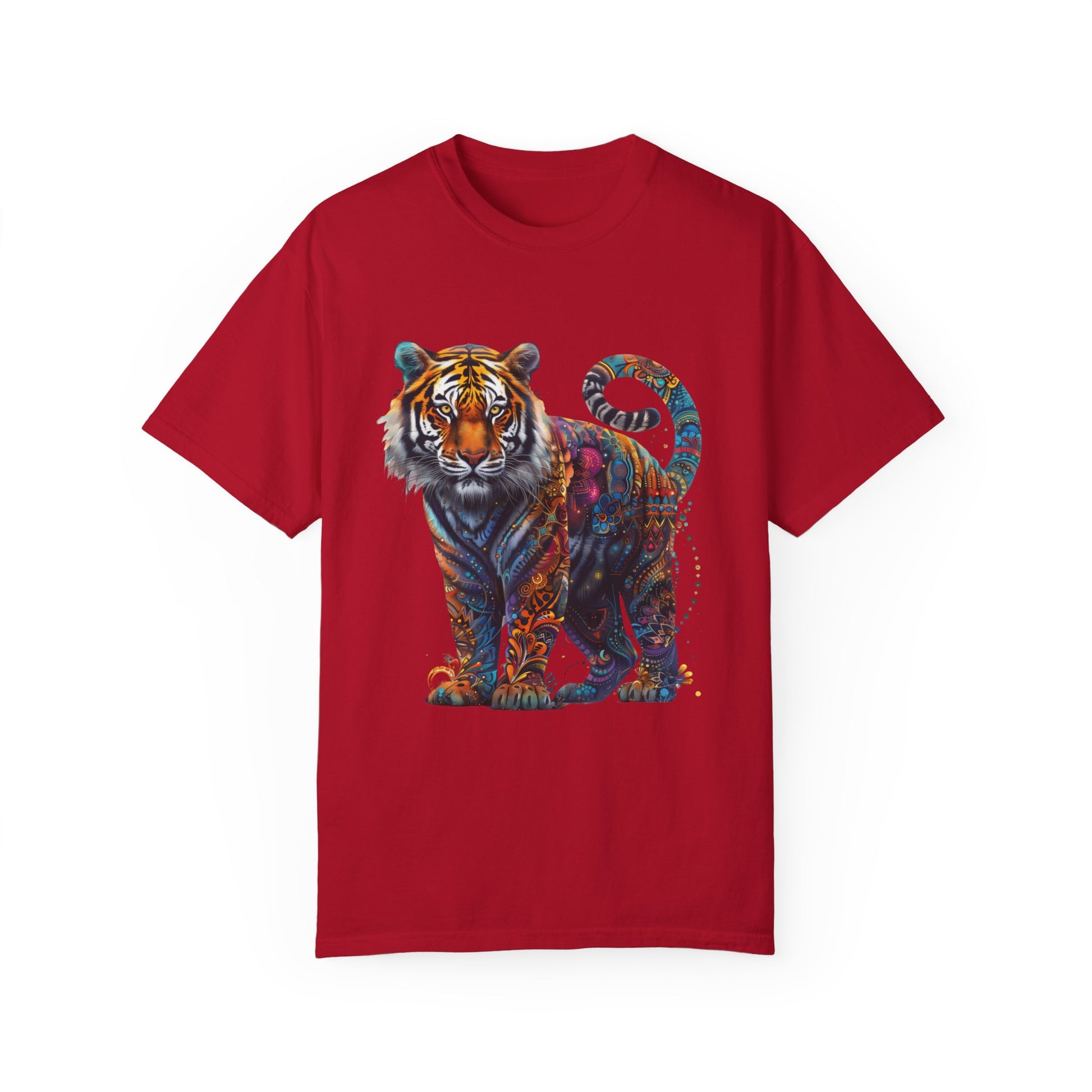 Lion Head Cool Graphic Design Novelty Unisex Garment-dyed T-shirt Cotton Funny Humorous Graphic Soft Premium Unisex Men Women Red T-shirt Birthday Gift-3