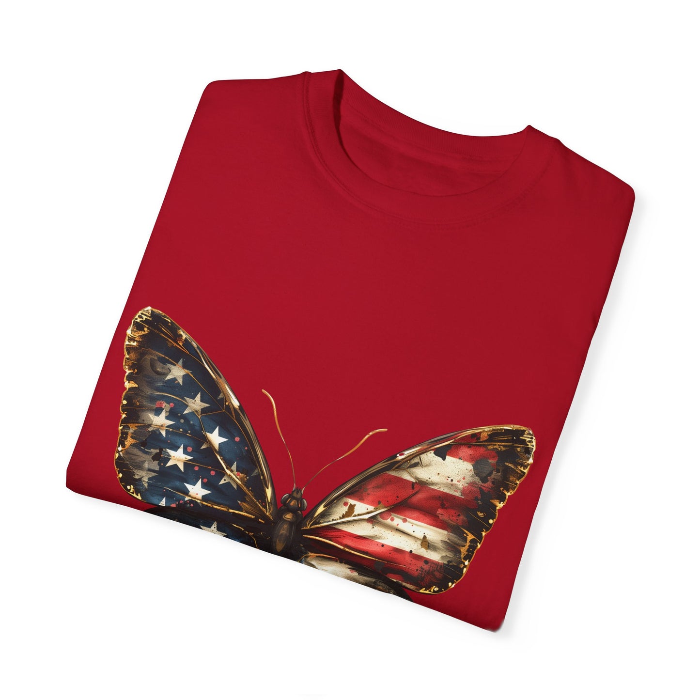 American Flag Butterfly Graphic Unisex Garment Dyed T-shirt Cotton Funny Humorous Graphic Soft Premium Unisex Men Women Red T-shirt Birthday Gift-20