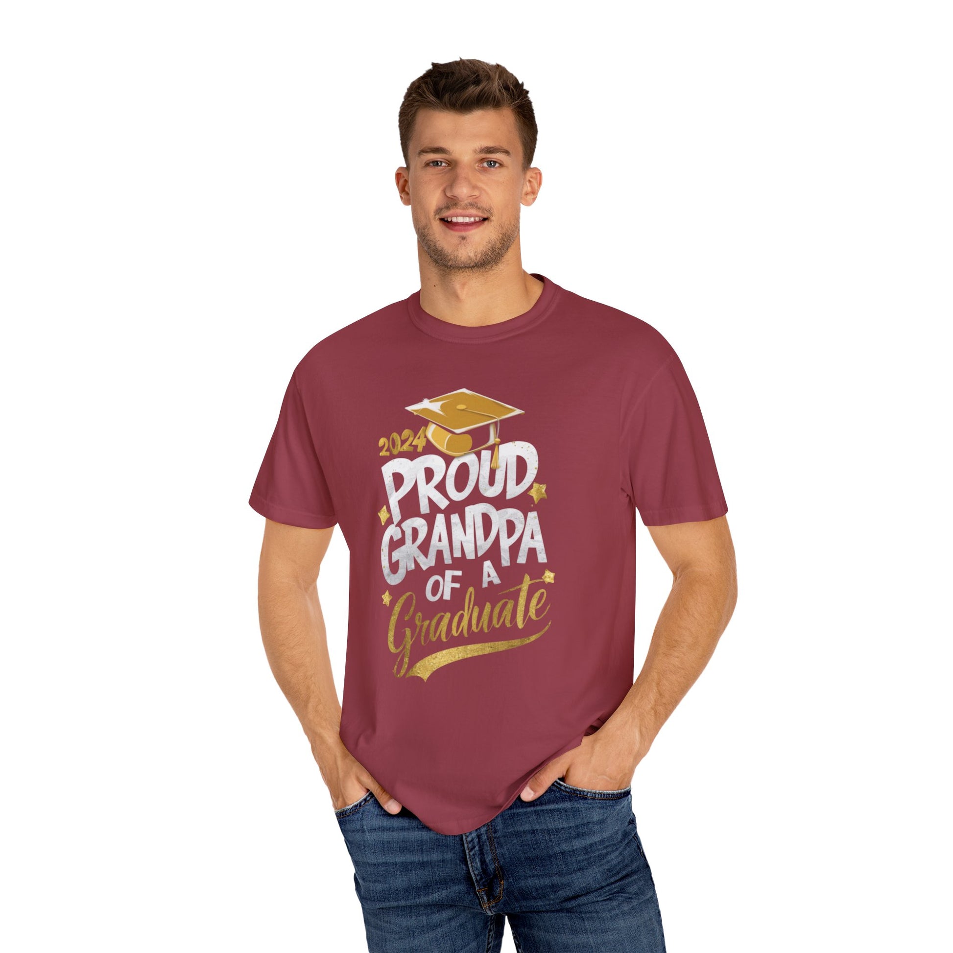 Proud Grandpa of a 2024 Graduate Unisex Garment-dyed T-shirt Cotton Funny Humorous Graphic Soft Premium Unisex Men Women Chili T-shirt Birthday Gift-36