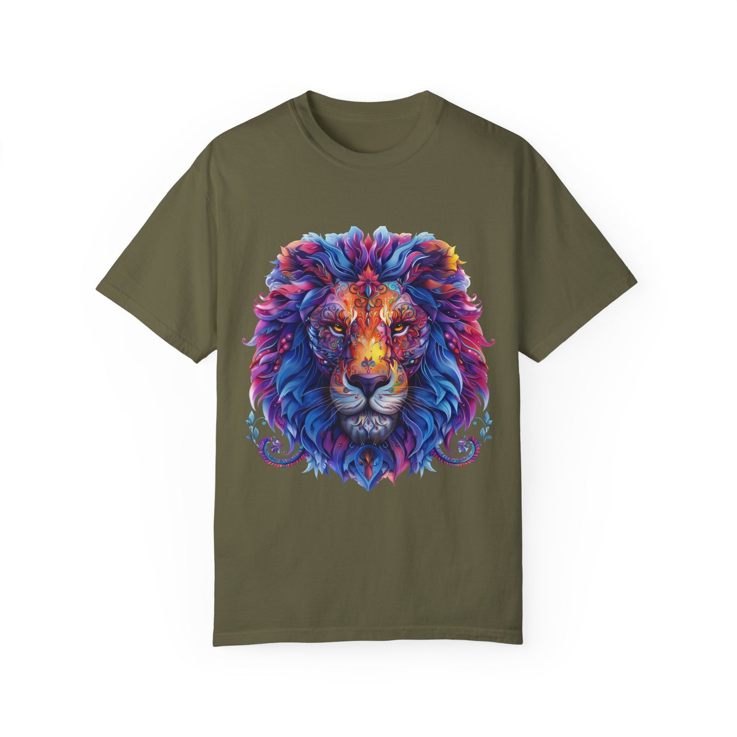 Lion Head Cool Graphic Design Novelty Unisex Garment-dyed T-shirt Cotton Funny Humorous Graphic Soft Premium Unisex Men Women Sage T-shirt Birthday Gift-13