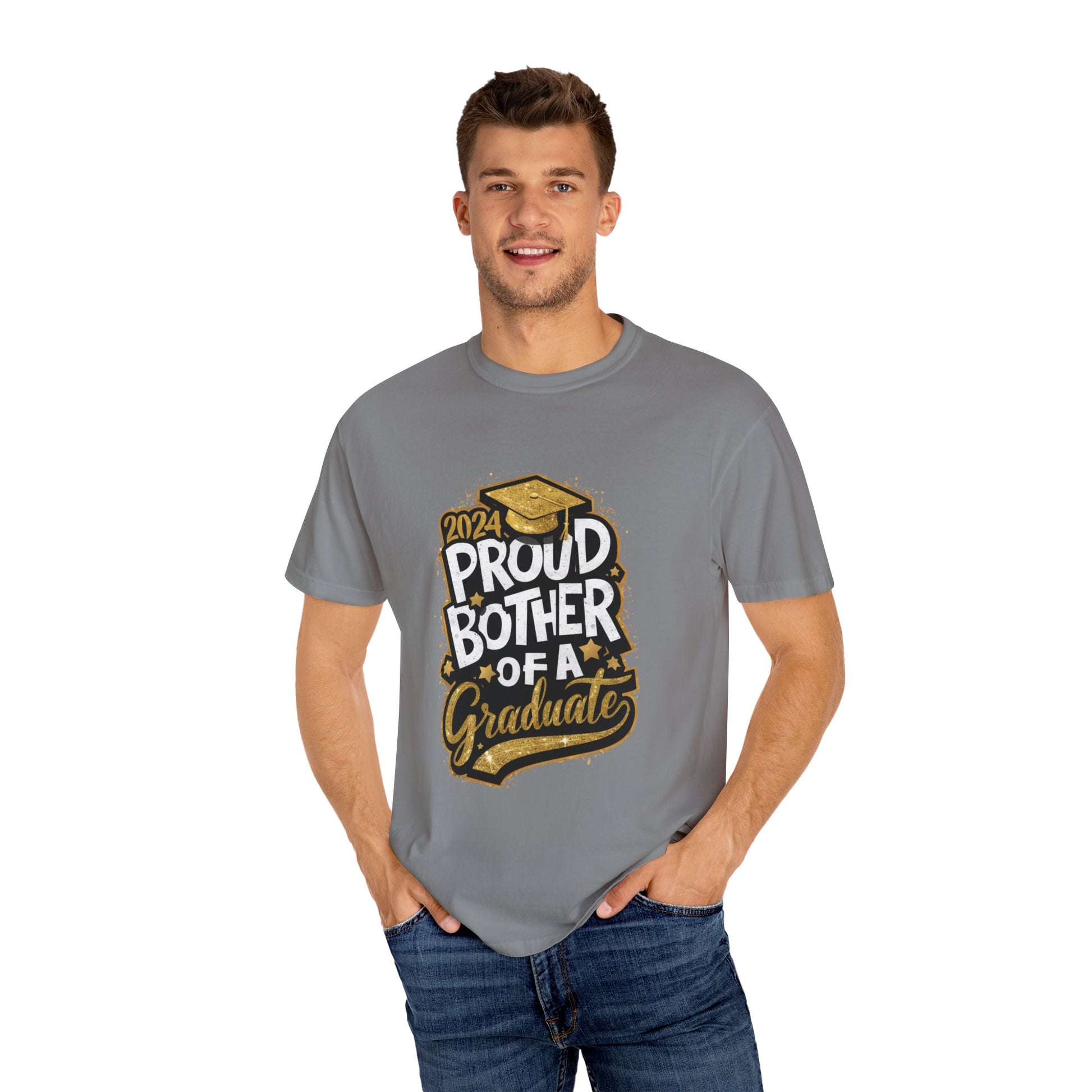 Proud Brother of a 2024 Graduate Unisex Garment-dyed T-shirt Cotton Funny Humorous Graphic Soft Premium Unisex Men Women Grey T-shirt Birthday Gift-42