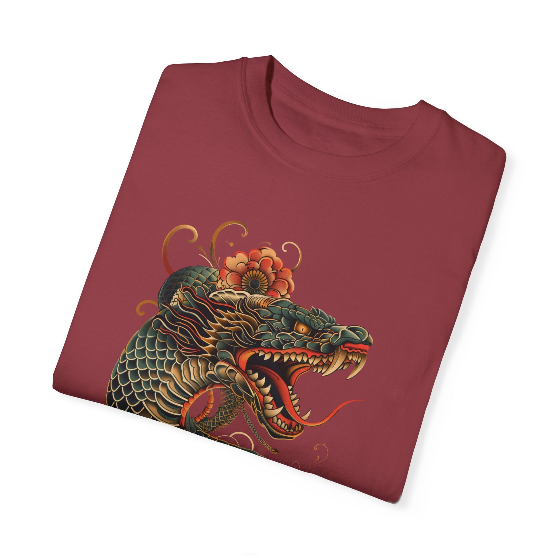 Irezumi Art King Cobra Snake Japanese Tattoo Style Graphic Unisex Garment-dyed T-shirt Cotton Funny Humorous Graphic Soft Premium Unisex Men Women Chili T-shirt Birthday Gift-35