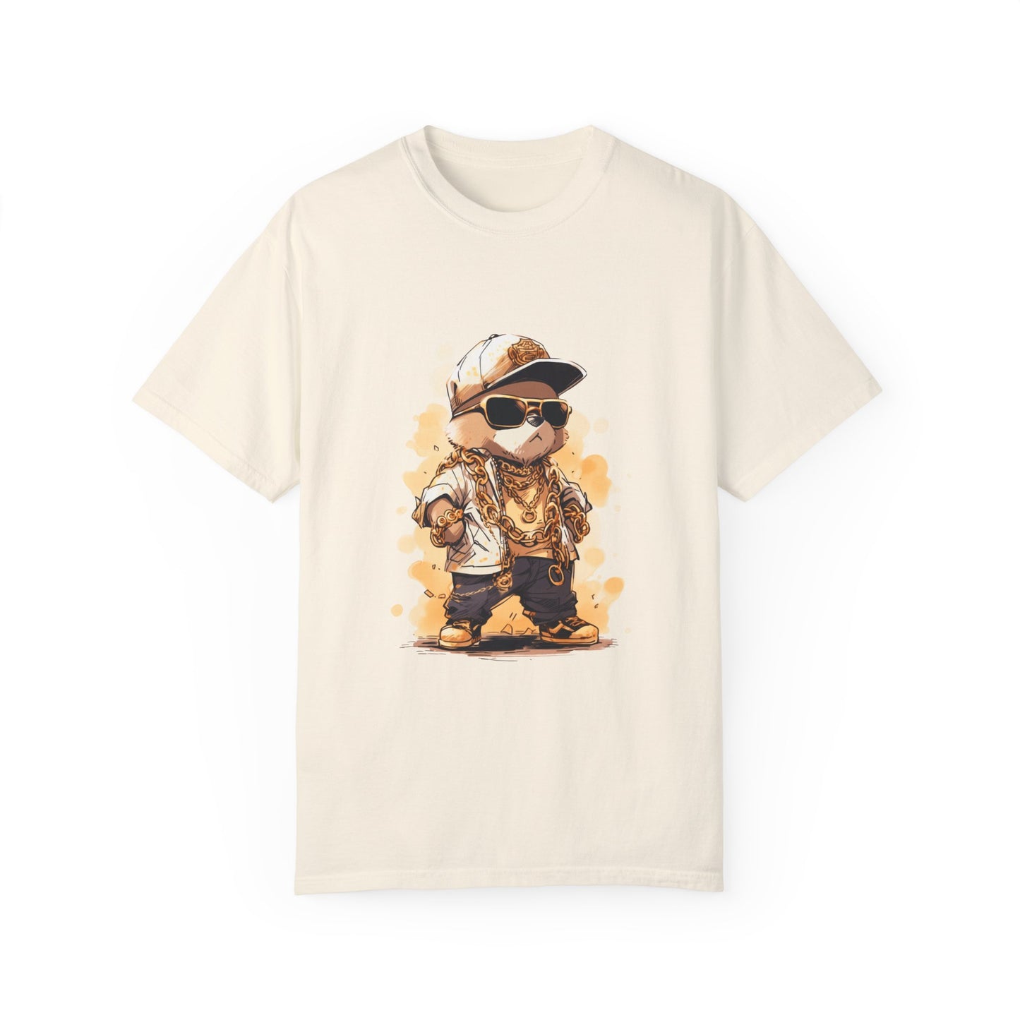 Hip Hop Teddy Bear Graphic Unisex Garment-dyed T-shirt Cotton Funny Humorous Graphic Soft Premium Unisex Men Women Ivory T-shirt Birthday Gift-10