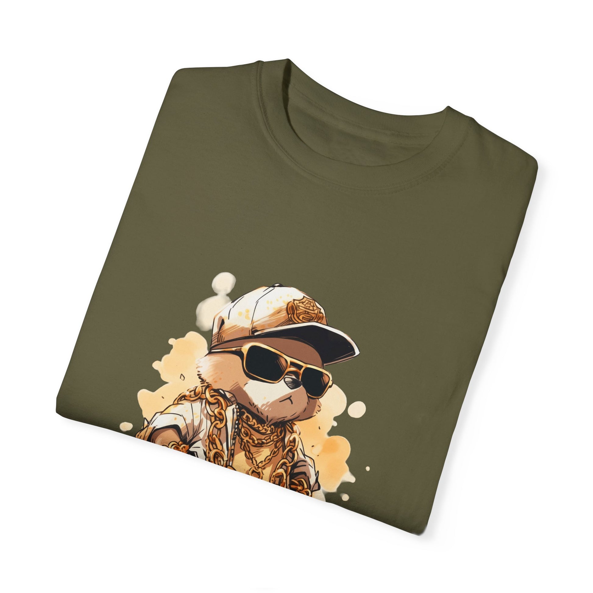 Hip Hop Teddy Bear Graphic Unisex Garment-dyed T-shirt Cotton Funny Humorous Graphic Soft Premium Unisex Men Women Sage T-shirt Birthday Gift-53