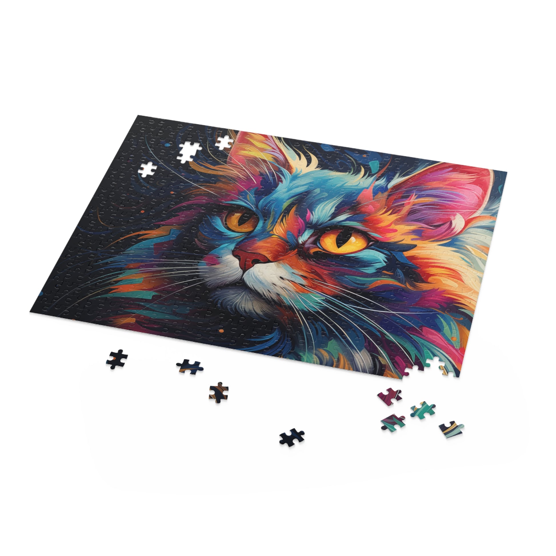 Watercolor Abstract Cat Jigsaw Puzzle for Boys, Girls, Kids Adult Birthday Business Jigsaw Puzzle Gift for Him Funny Humorous Indoor Outdoor Game Gift For Her Online-5