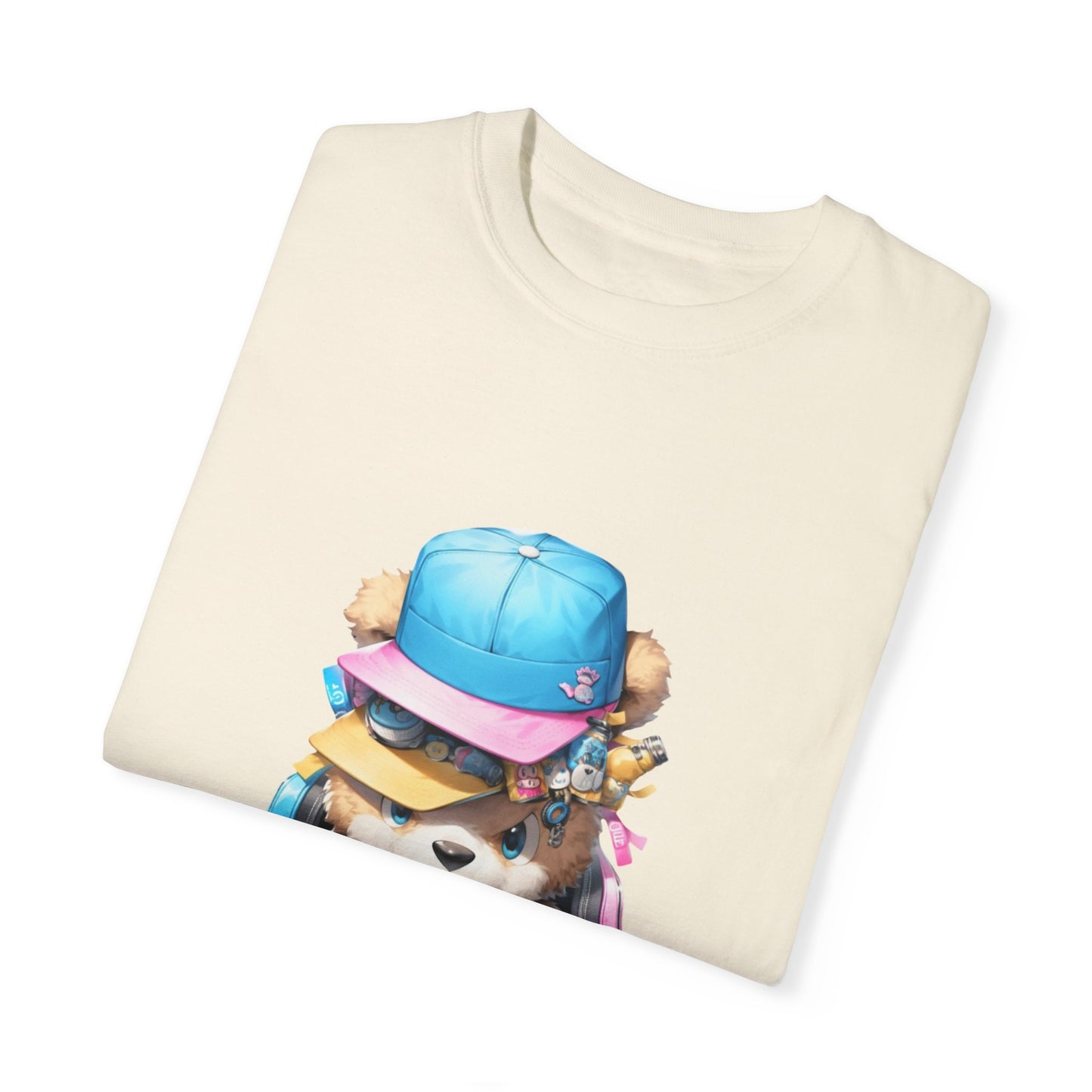 Hip Hop Teddy Bear Graphic Unisex Garment-dyed T-shirt Cotton Funny Humorous Graphic Soft Premium Unisex Men Women Ivory T-shirt Birthday Gift-44