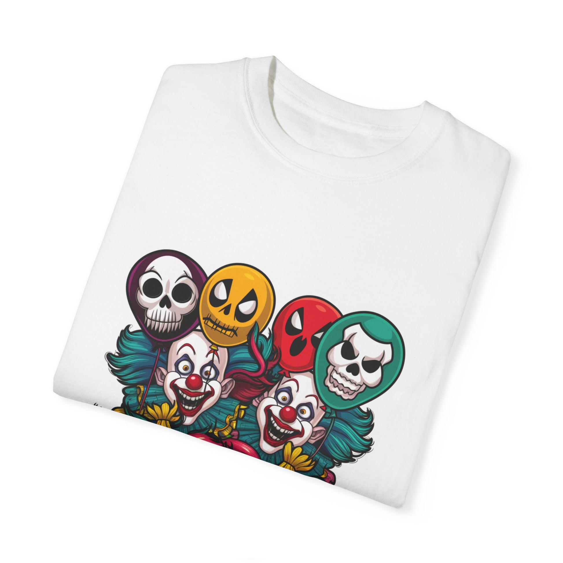 Funny Horror Scary Clown Face Urban Sarcastic Graphic Unisex Garment Dyed T-shirt Cotton Funny Humorous Graphic Soft Premium Unisex Men Women White T-shirt Birthday Gift-23