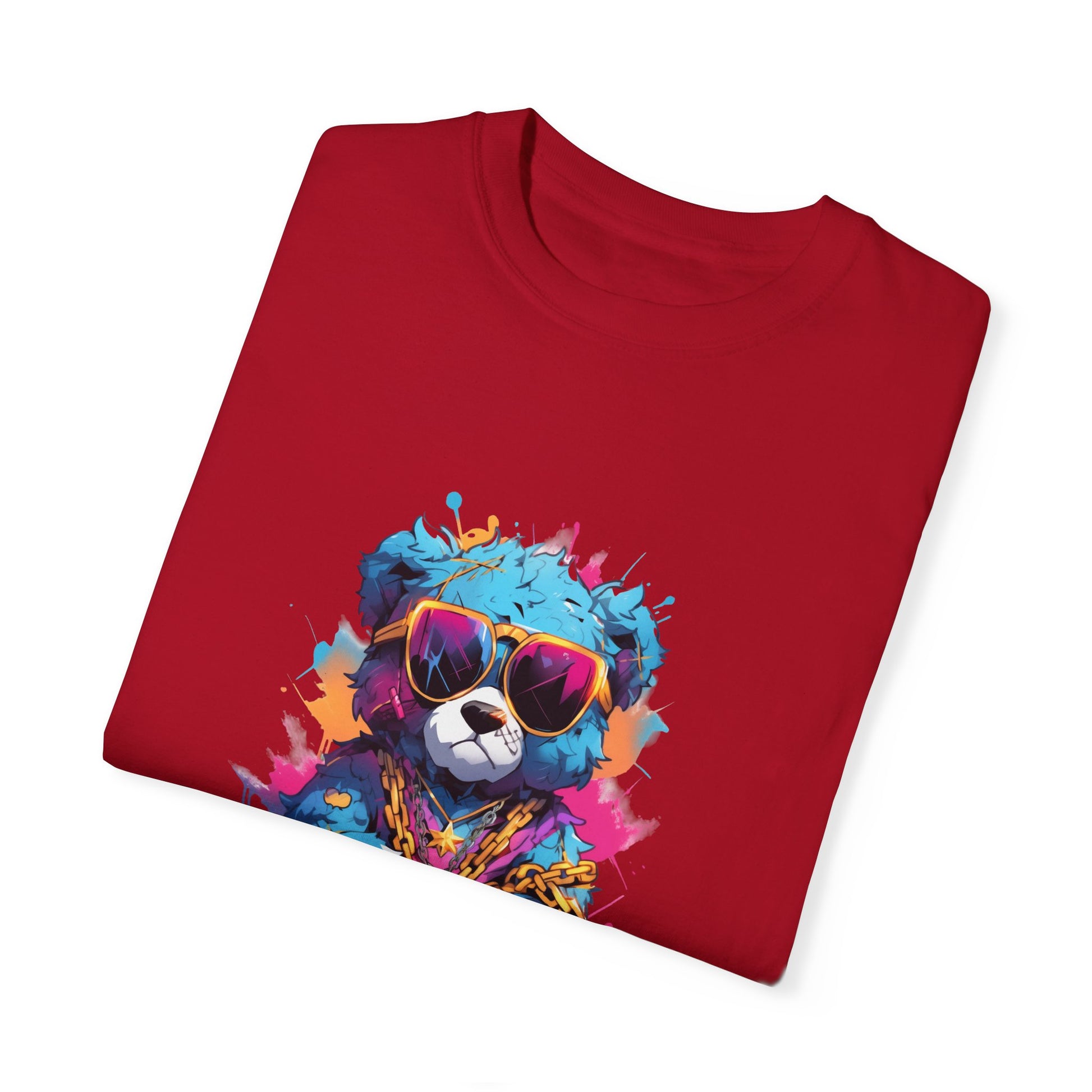 Hip Hop Teddy Bear Graphic Unisex Garment-dyed T-shirt Cotton Funny Humorous Graphic Soft Premium Unisex Men Women Red T-shirt Birthday Gift-20