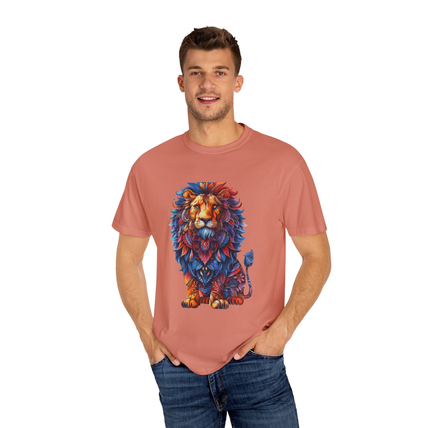 Copy of Lion Head Cool Graphic Design Novelty Unisex Garment-dyed T-shirt Cotton Funny Humorous Graphic Soft Premium Unisex Men Women Terracotta T-shirt Birthday Gift-57