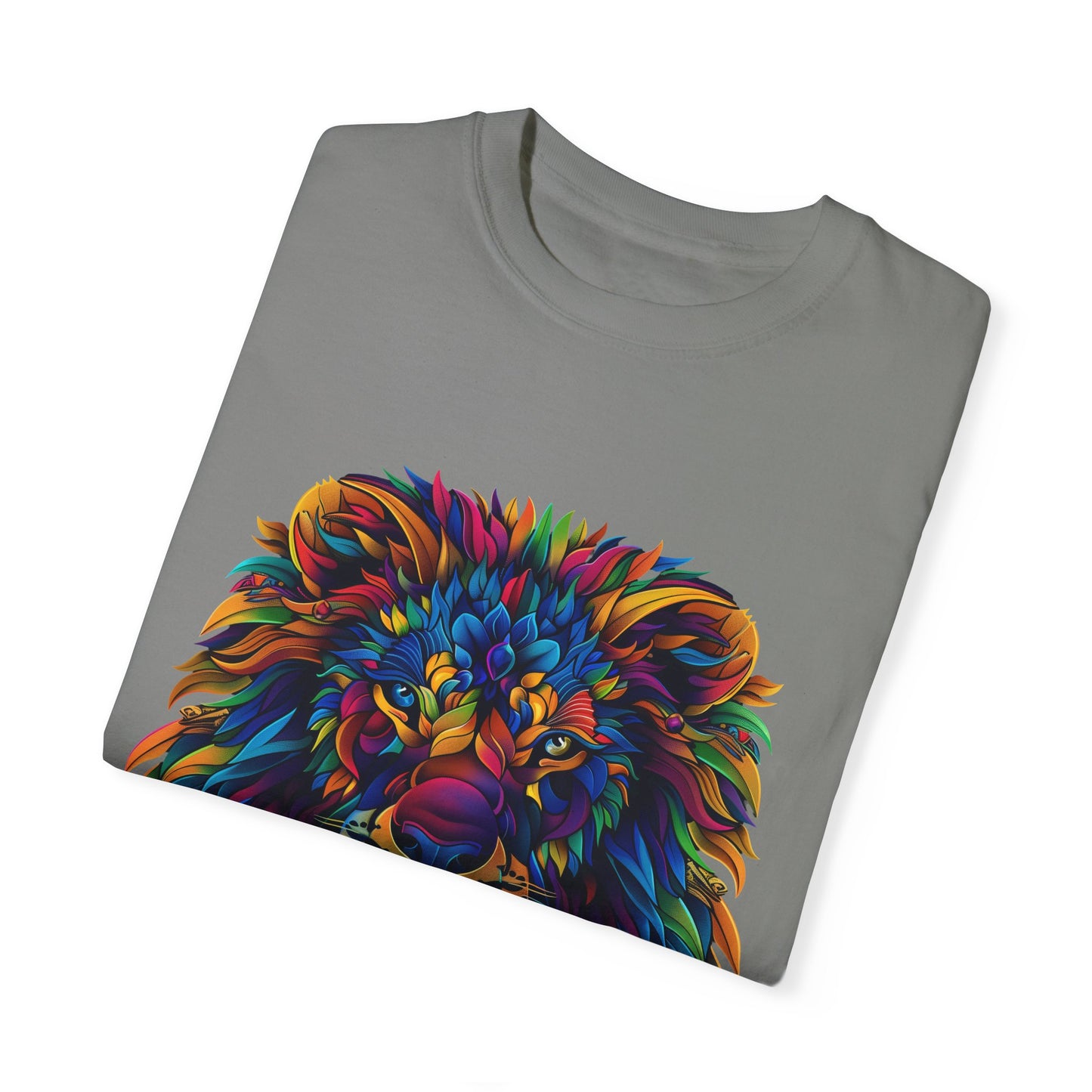 Lion Head Cool Graphic Design Novelty Unisex Garment-dyed T-shirt Cotton Funny Humorous Graphic Soft Premium Unisex Men Women Granite T-shirt Birthday Gift-26