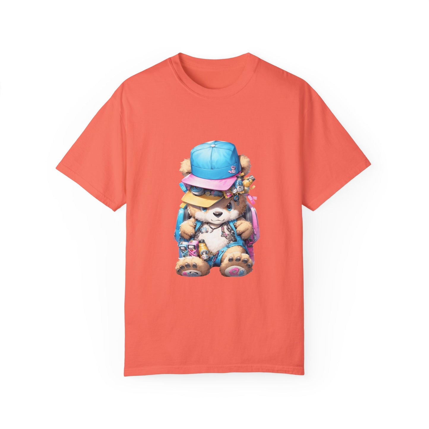 Hip Hop Teddy Bear Graphic Unisex Garment-dyed T-shirt Cotton Funny Humorous Graphic Soft Premium Unisex Men Women Bright Salmon T-shirt Birthday Gift-6