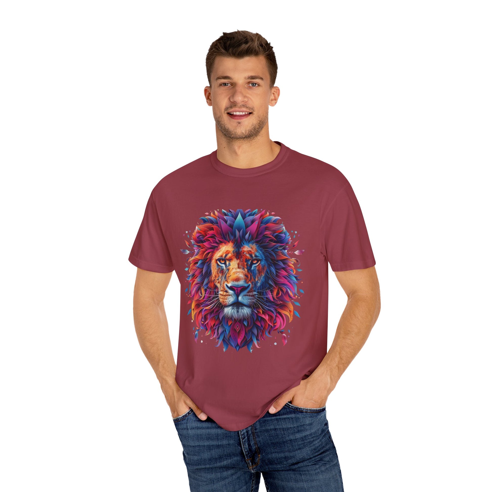 Lion Head Cool Graphic Design Novelty Unisex Garment-dyed T-shirt Cotton Funny Humorous Graphic Soft Premium Unisex Men Women Chili T-shirt Birthday Gift-36