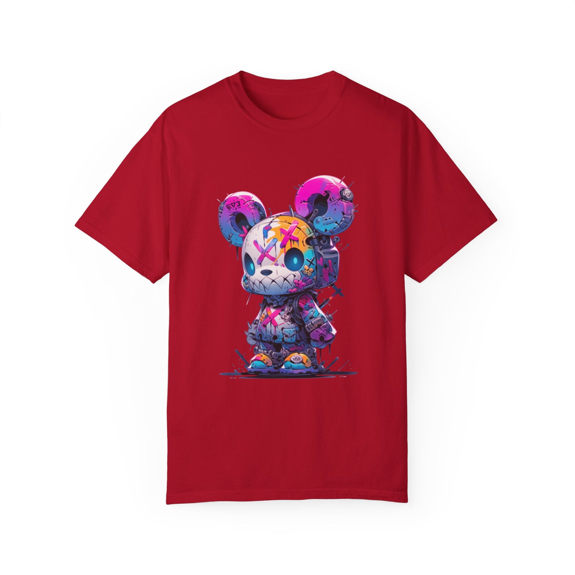 Hip Hop Teddy Bear Graphic Unisex Garment-dyed T-shirt Cotton Funny Humorous Graphic Soft Premium Unisex Men Women Red T-shirt Birthday Gift-2