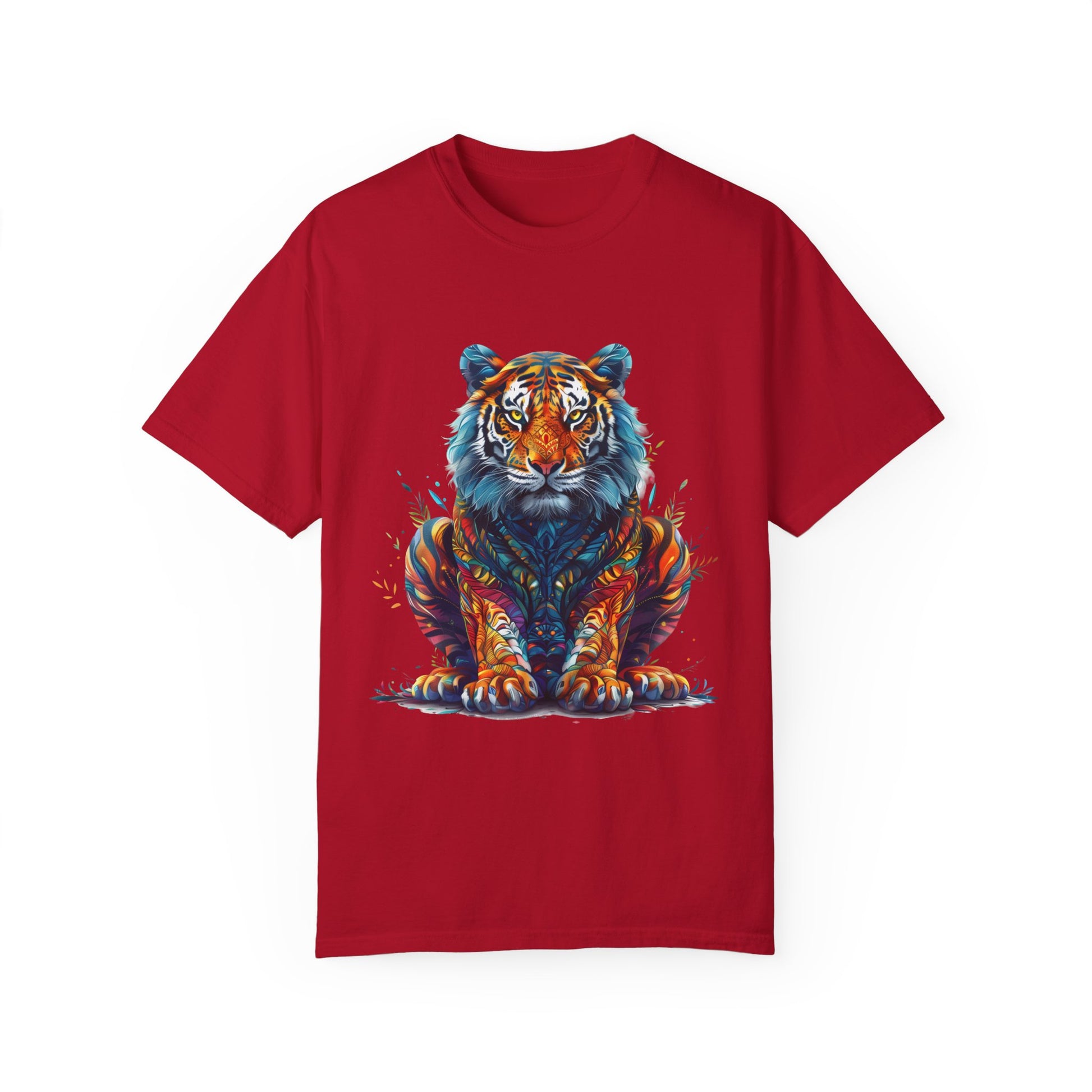 Lion Head Cool Graphic Design Novelty Unisex Garment-dyed T-shirt Cotton Funny Humorous Graphic Soft Premium Unisex Men Women Red T-shirt Birthday Gift-2