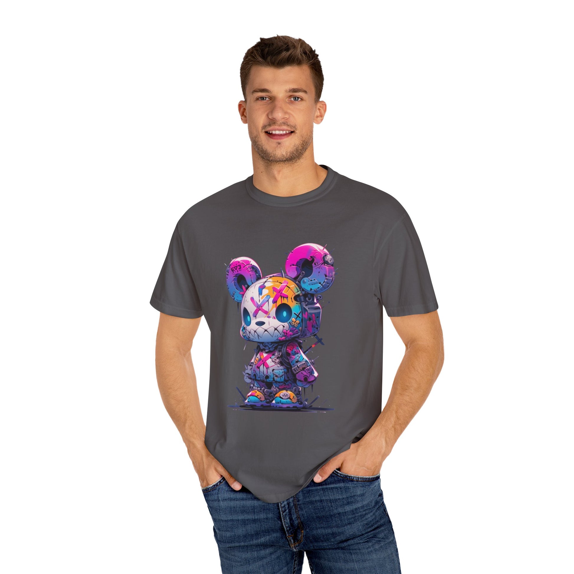 Hip Hop Teddy Bear Graphic Unisex Garment-dyed T-shirt Cotton Funny Humorous Graphic Soft Premium Unisex Men Women Graphite T-shirt Birthday Gift-39