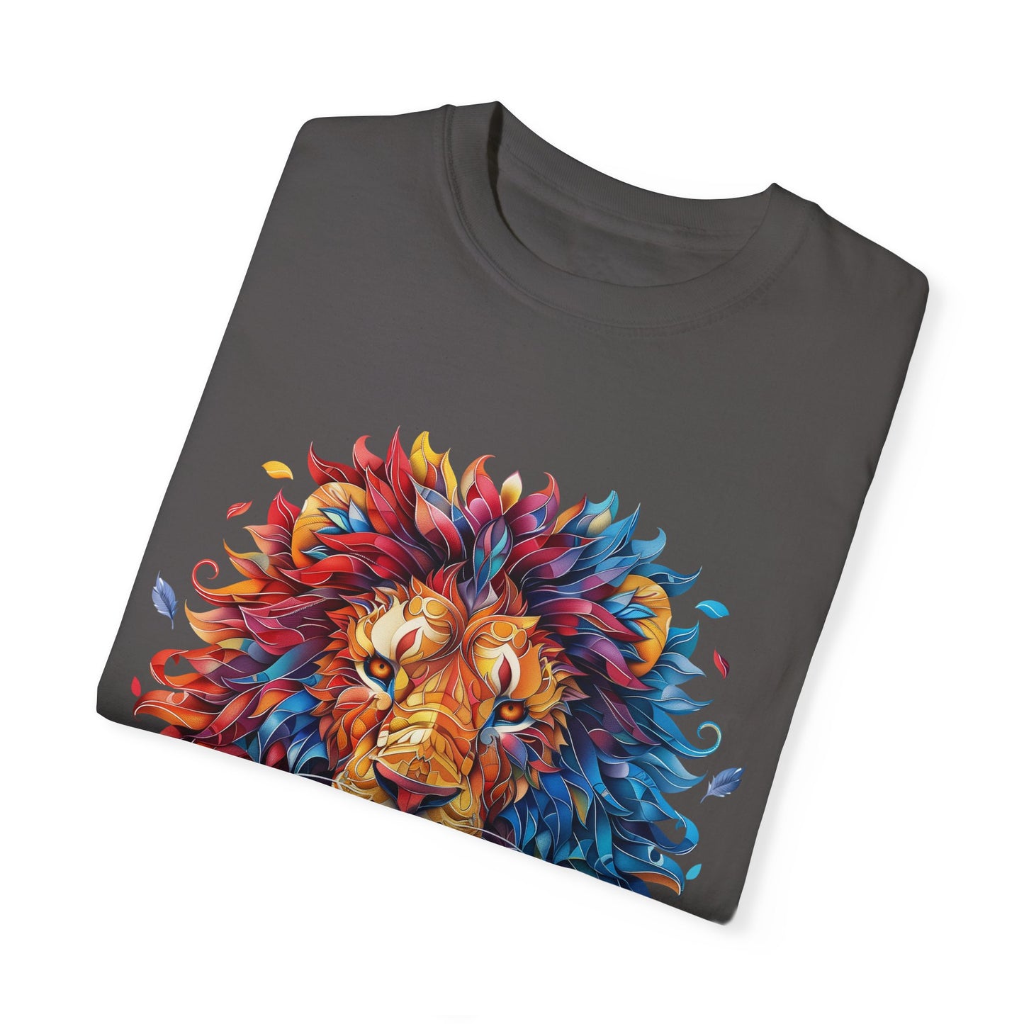 Lion Head Cool Graphic Design Novelty Unisex Garment-dyed T-shirt Cotton Funny Humorous Graphic Soft Premium Unisex Men Women Graphite T-shirt Birthday Gift-38