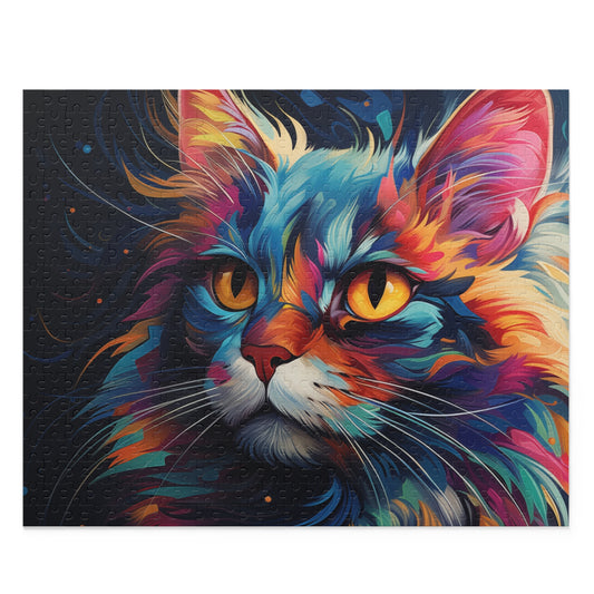 Watercolor Abstract Cat Jigsaw Puzzle for Boys, Girls, Kids