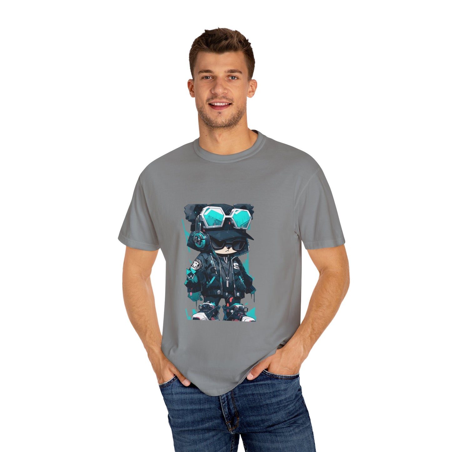 Hip Hop Teddy Bear Graphic Unisex Garment-dyed T-shirt Cotton Funny Humorous Graphic Soft Premium Unisex Men Women Granite T-shirt Birthday Gift-27