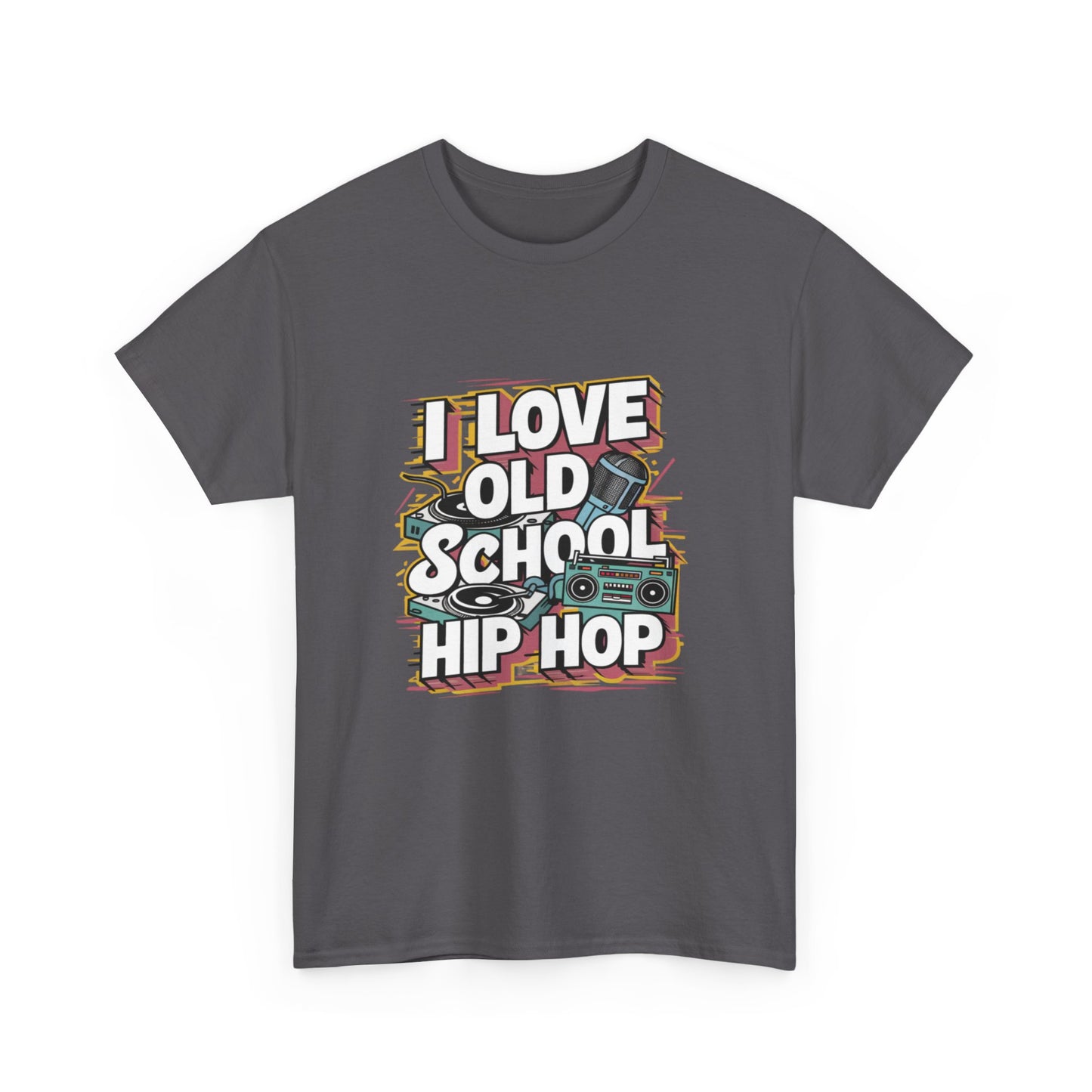 I Love Old School Hip Hop Urban Graphic Unisex Heavy Cotton Tee Cotton Funny Humorous Graphic Soft Premium Unisex Men Women Charcoal T-shirt Birthday Gift-18