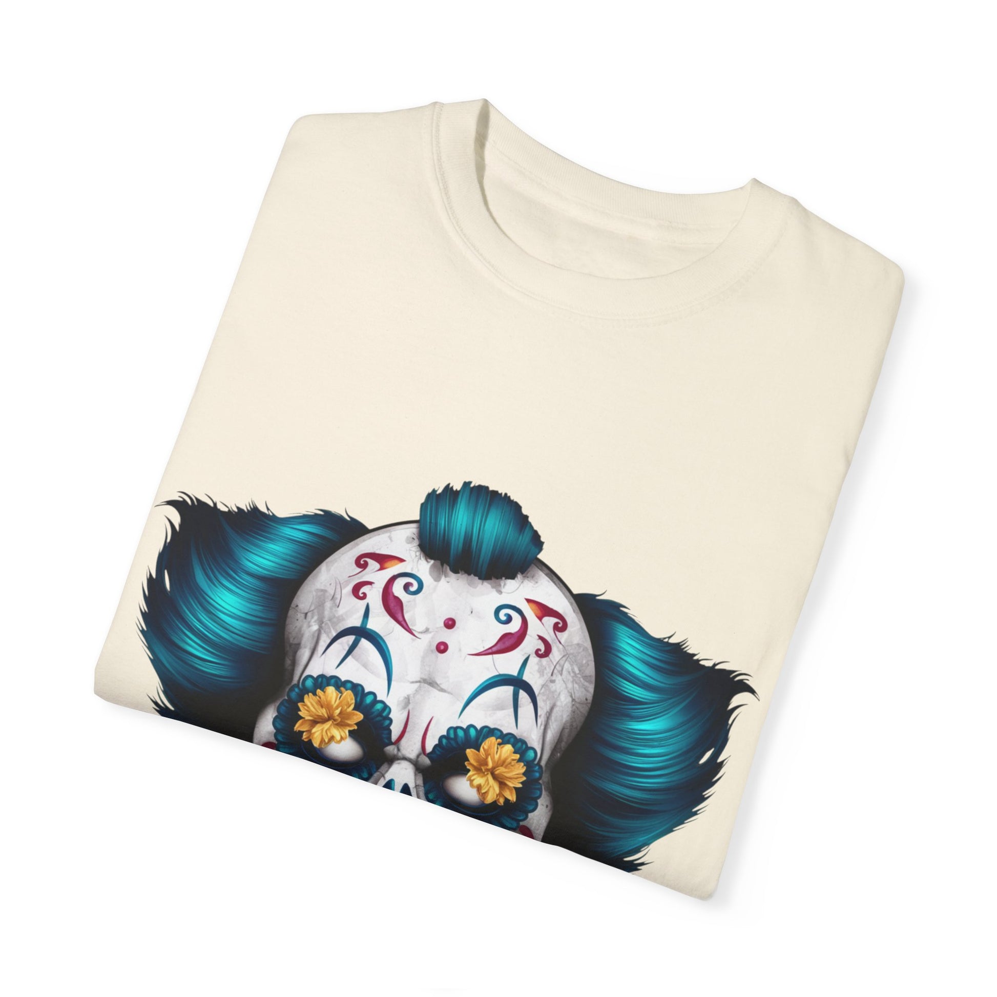 Funny Horror Scary Clown Face Urban Sarcastic Graphic Unisex Garment Dyed T-shirt Cotton Funny Humorous Graphic Soft Premium Unisex Men Women Ivory T-shirt Birthday Gift-44