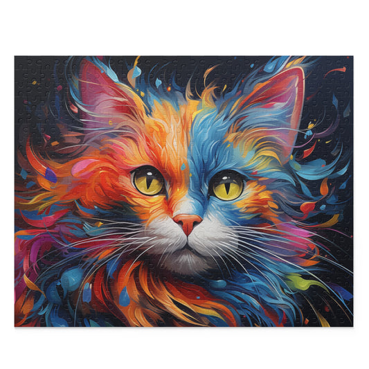 Abstract Watercolor Animal Cat Oil Paint Jigsaw Puzzle Adult Birthday Business Jigsaw Puzzle Gift for Him Funny Humorous Indoor Outdoor Game Gift For Her Online-1
