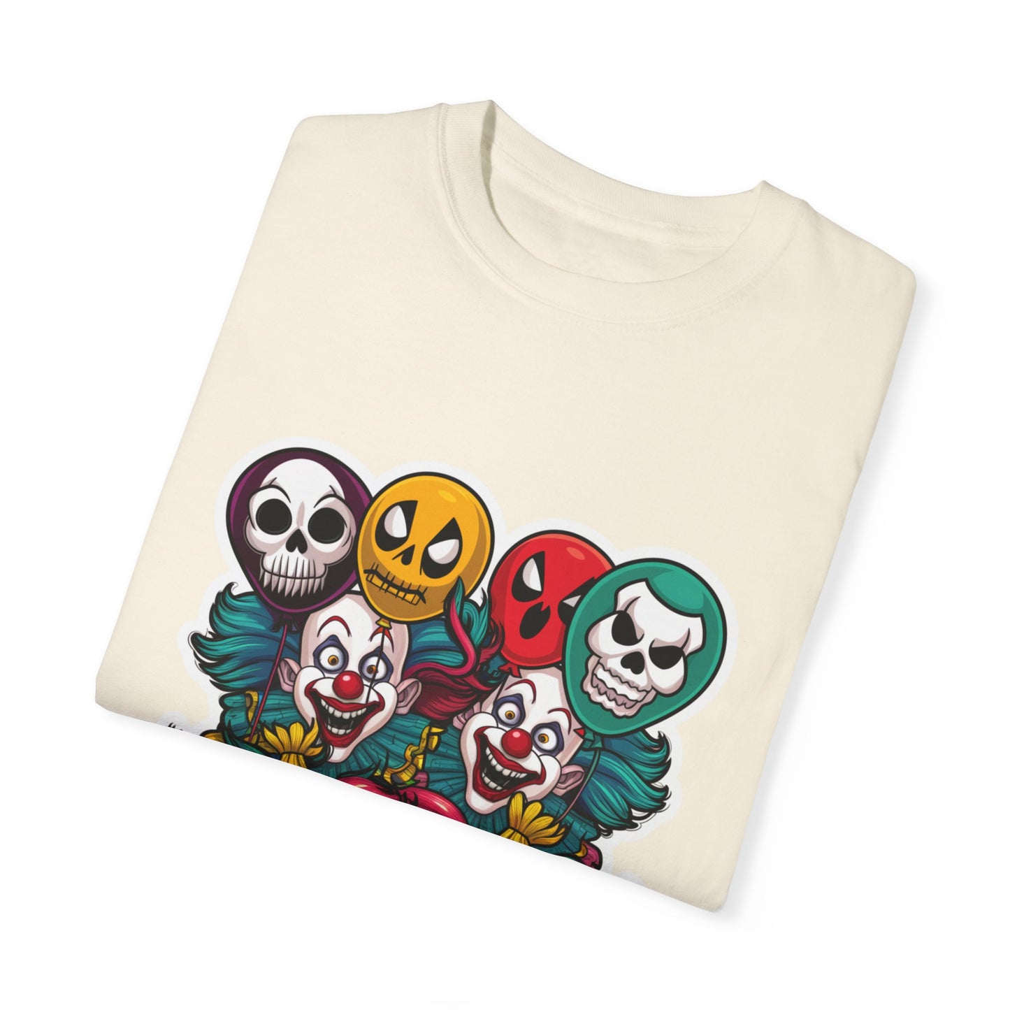 Funny Horror Scary Clown Face Urban Sarcastic Graphic Unisex Garment Dyed T-shirt Cotton Funny Humorous Graphic Soft Premium Unisex Men Women Ivory T-shirt Birthday Gift-44