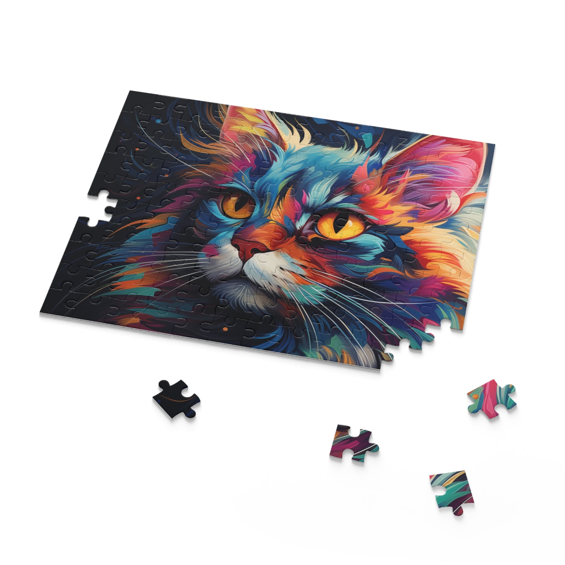 Watercolor Abstract Cat Jigsaw Puzzle for Boys, Girls, Kids Adult Birthday Business Jigsaw Puzzle Gift for Him Funny Humorous Indoor Outdoor Game Gift For Her Online-7