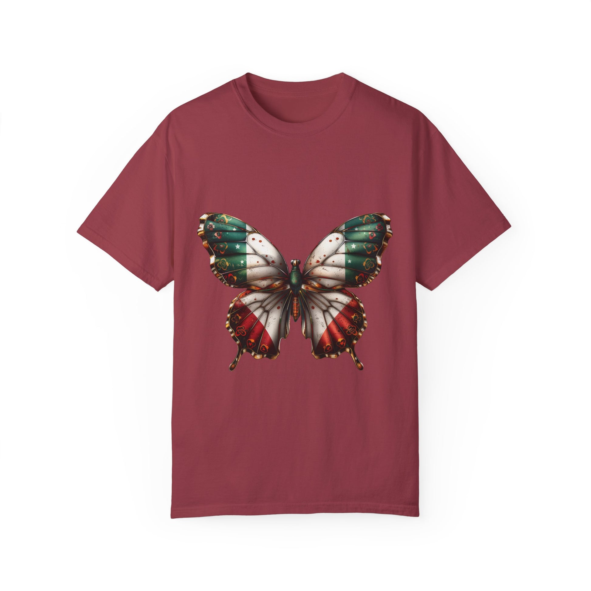 Mexican Pride Flag Butterfly Graphic Unisex Garment Dyed T-shirt Cotton Funny Humorous Graphic Soft Premium Unisex Men Women Chili T-shirt Birthday Gift-7