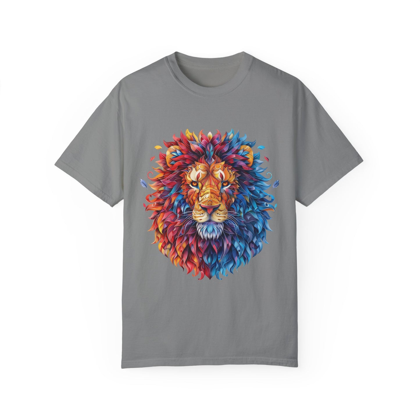 Lion Head Cool Graphic Design Novelty Unisex Garment-dyed T-shirt Cotton Funny Humorous Graphic Soft Premium Unisex Men Women Granite T-shirt Birthday Gift-4