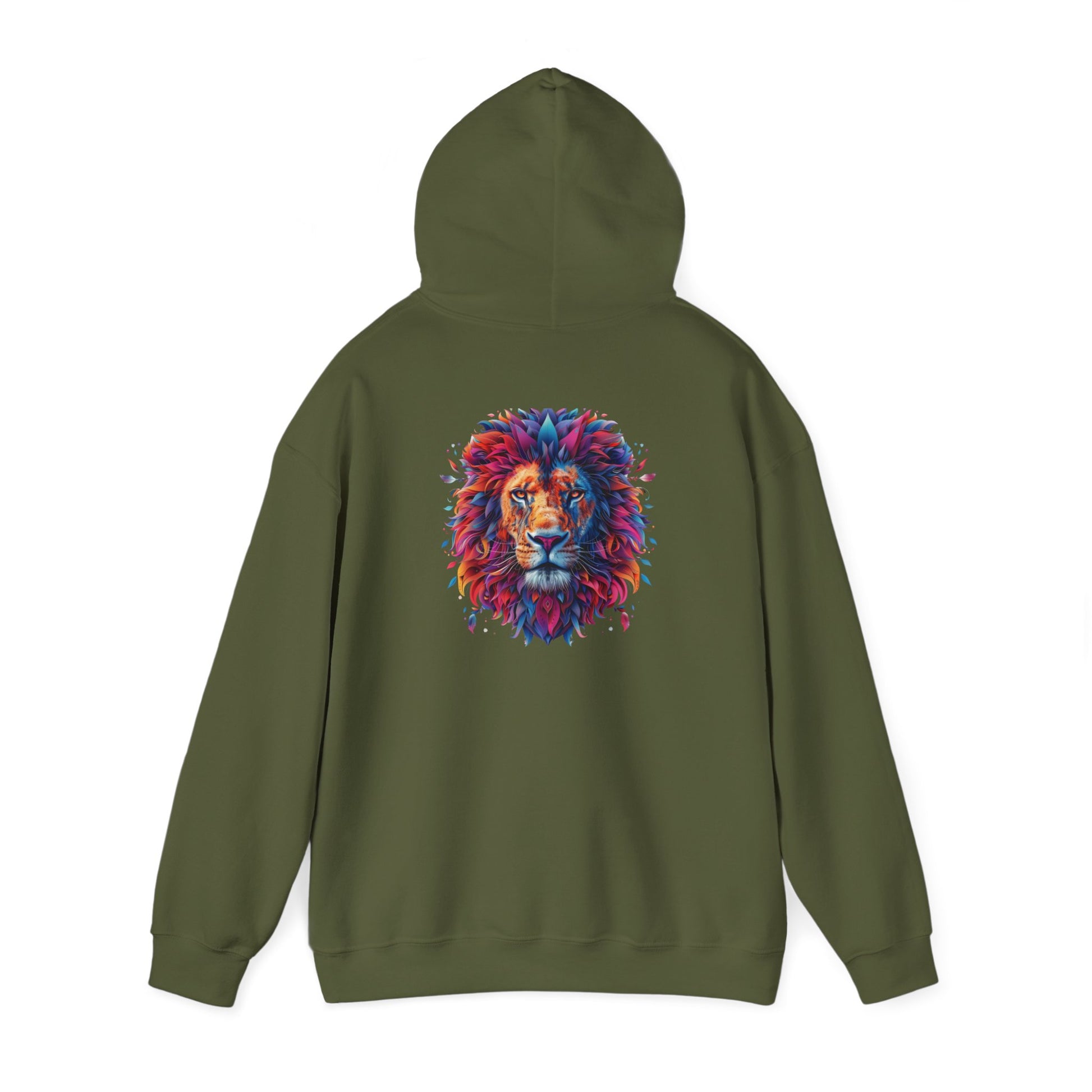 Lion Head Graphic Unisex Heavy Blend™ Hooded Sweatshirt Cotton Funny Humorous Graphic Soft Premium Unisex Men Women Military Green Hooded Sweatshirt Birthday Gift-39