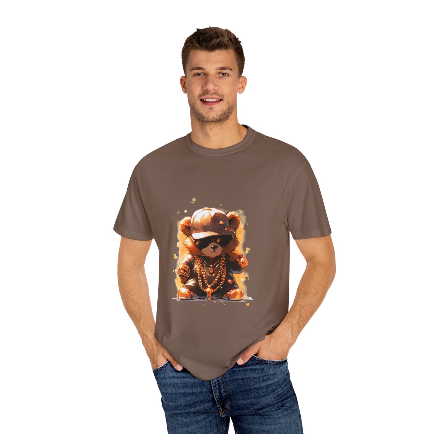 Hip Hop Teddy Bear Graphic Unisex Garment-dyed T-shirt Cotton Funny Humorous Graphic Soft Premium Unisex Men Women Espresso T-shirt Birthday Gift-60