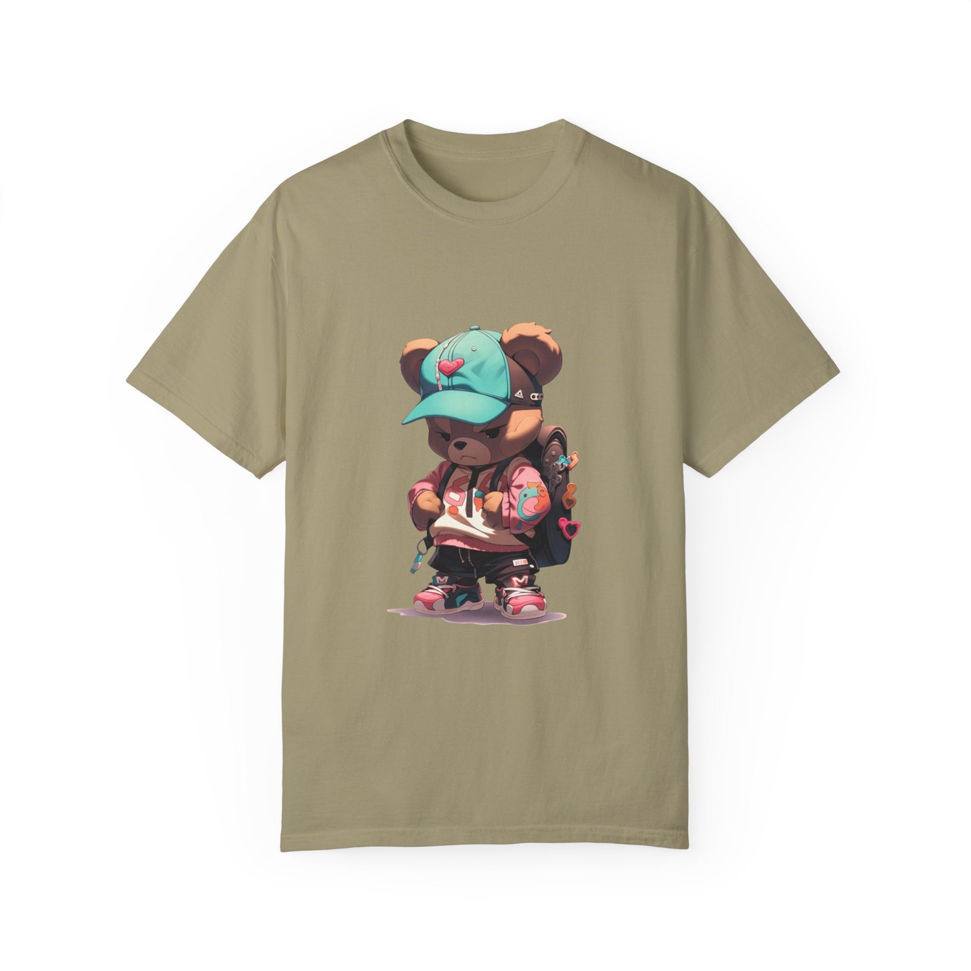 Hip Hop Teddy Bear Graphic Unisex Garment-dyed T-shirt Cotton Funny Humorous Graphic Soft Premium Unisex Men Women Khaki T-shirt Birthday Gift-11