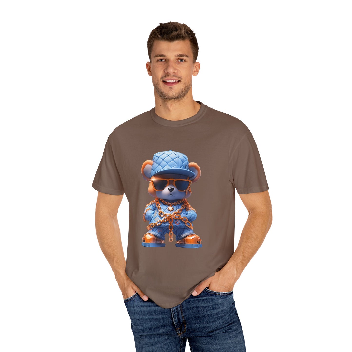 Hip Hop Teddy Bear Graphic Unisex Garment-dyed T-shirt Cotton Funny Humorous Graphic Soft Premium Unisex Men Women Espresso T-shirt Birthday Gift-60