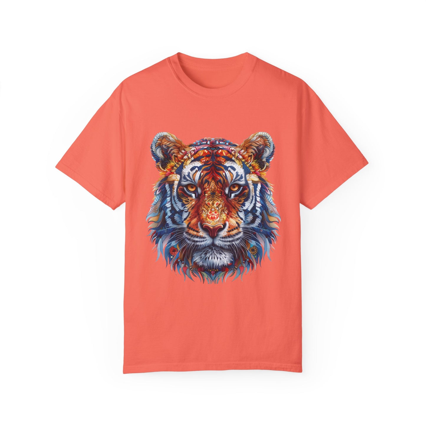 Lion Head Cool Graphic Design Novelty Unisex Garment-dyed T-shirt Cotton Funny Humorous Graphic Soft Premium Unisex Men Women Bright Salmon T-shirt Birthday Gift-6