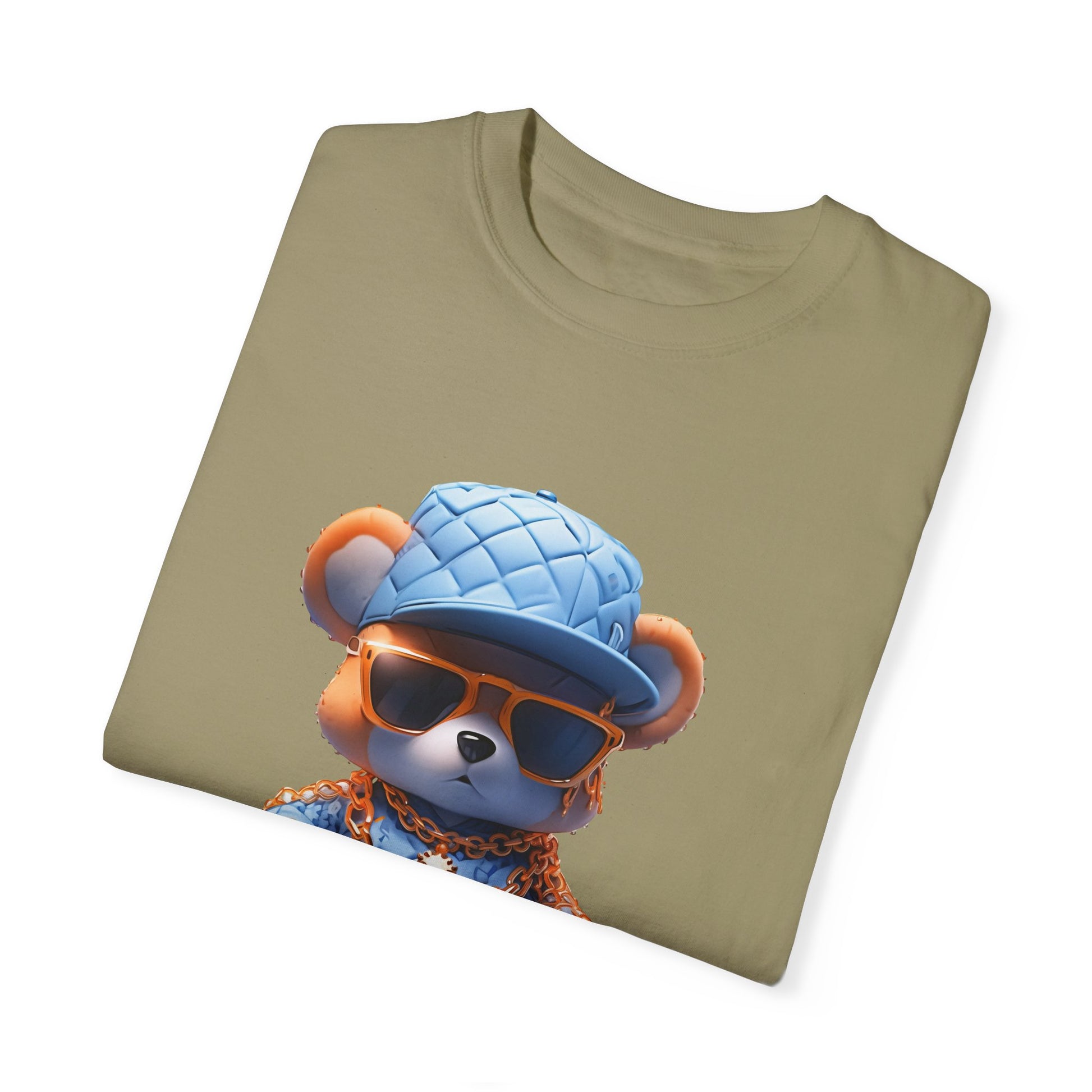 Hip Hop Teddy Bear Graphic Unisex Garment-dyed T-shirt Cotton Funny Humorous Graphic Soft Premium Unisex Men Women Khaki T-shirt Birthday Gift-47