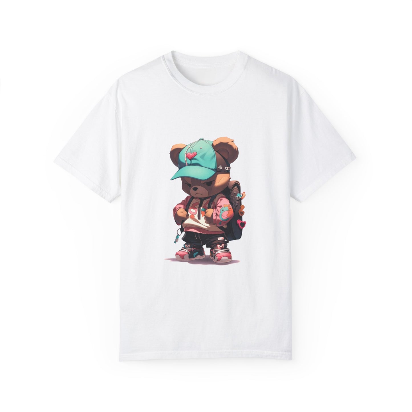 Hip Hop Teddy Bear Graphic Unisex Garment-dyed T-shirt Cotton Funny Humorous Graphic Soft Premium Unisex Men Women White T-shirt Birthday Gift-3