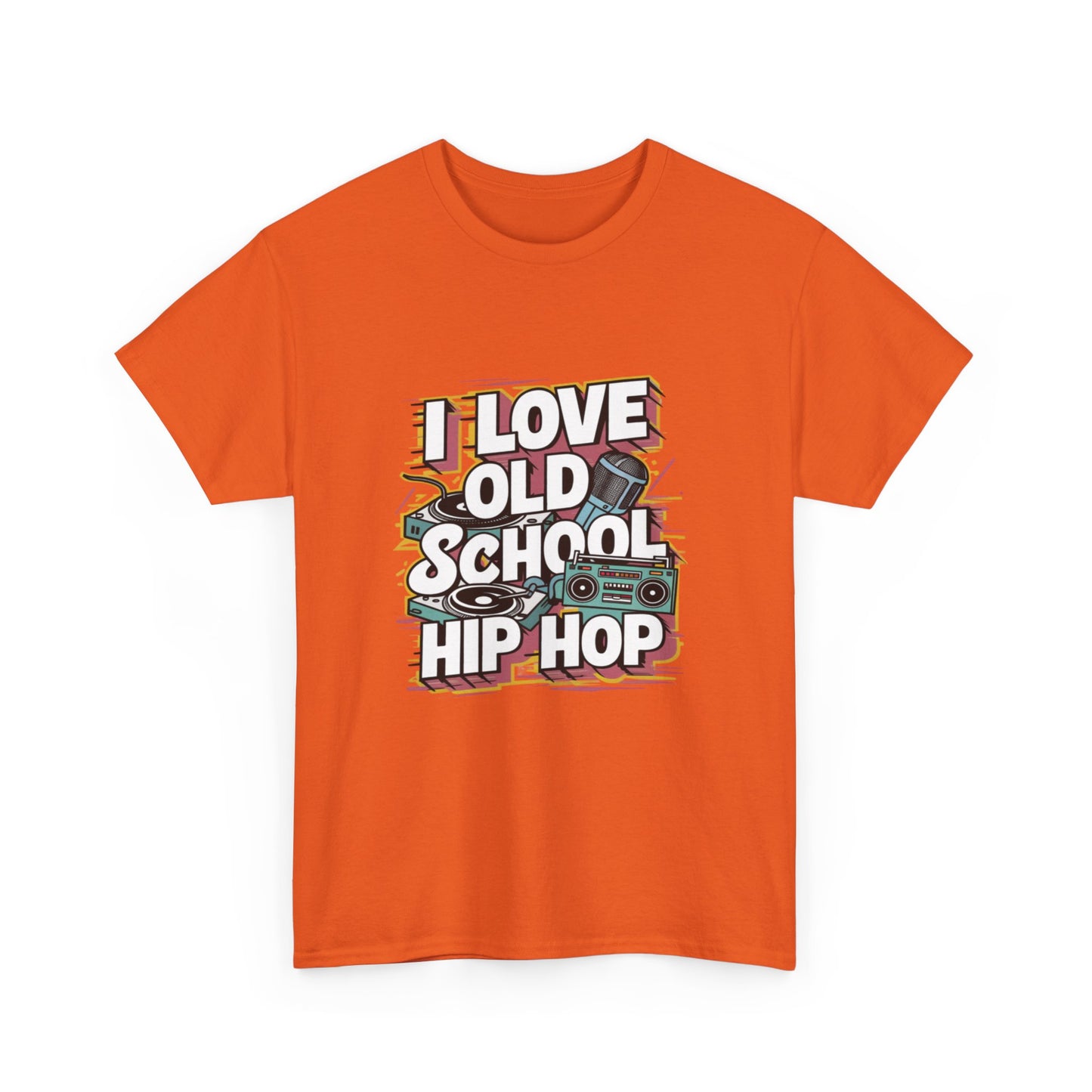 I Love Old School Hip Hop Urban Graphic Unisex Heavy Cotton Tee Cotton Funny Humorous Graphic Soft Premium Unisex Men Women Orange T-shirt Birthday Gift-30