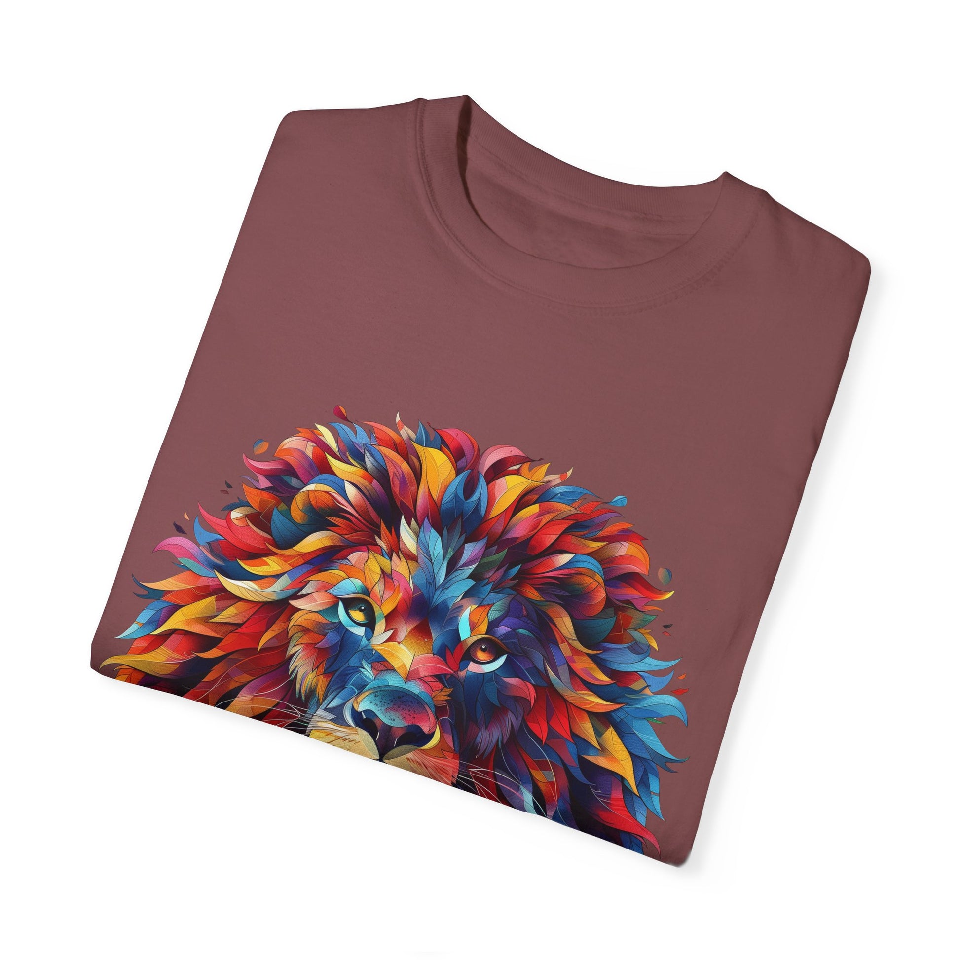 Lion Head Cool Graphic Design Novelty Unisex Garment-dyed T-shirt Cotton Funny Humorous Graphic Soft Premium Unisex Men Women Brick T-shirt Birthday Gift-29