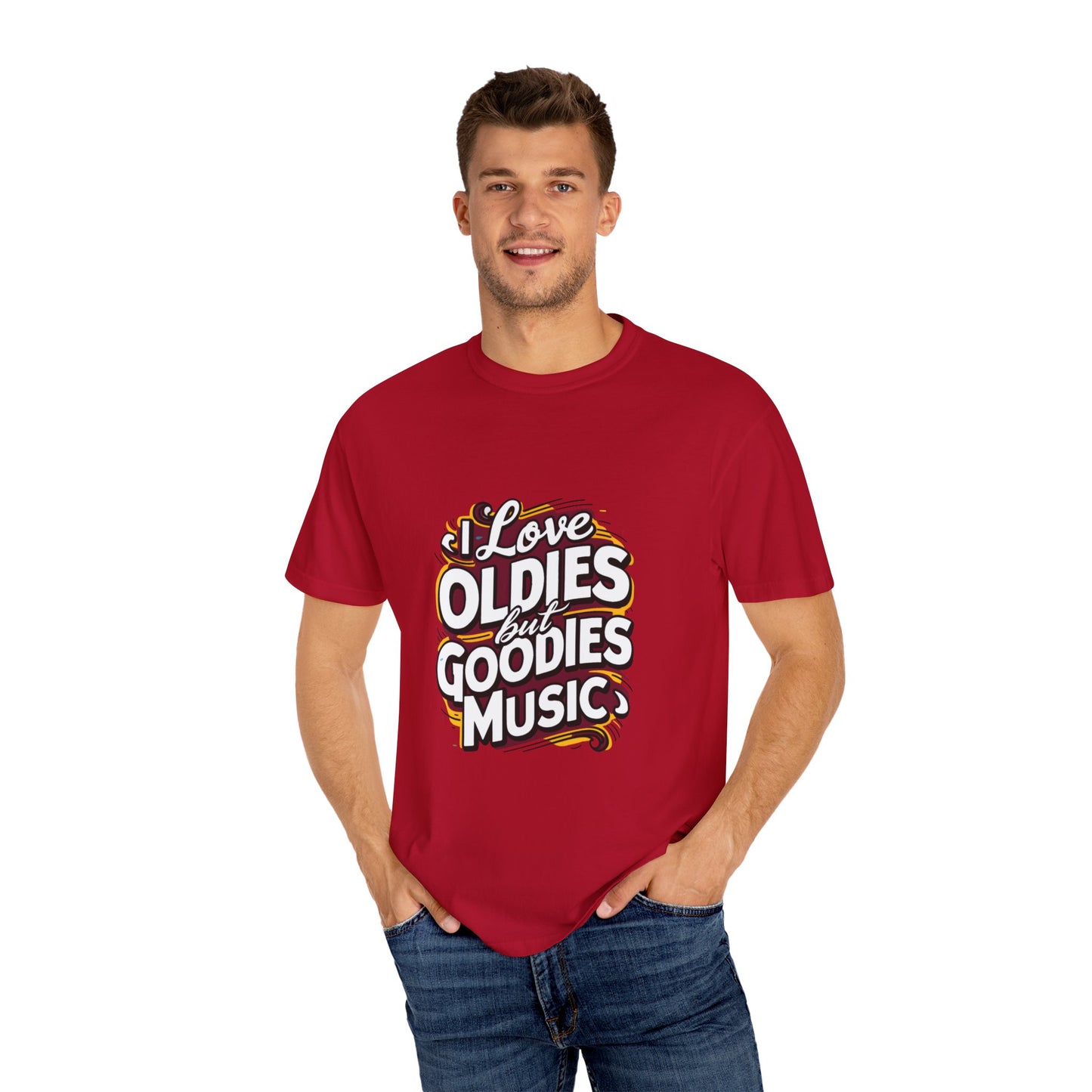 I Love Oldies but Goodies Music Urban Hip Hop Graphic Unisex Garment-dyed T-shirt Cotton Funny Humorous Graphic Soft Premium Unisex Men Women Red T-shirt Birthday Gift-21