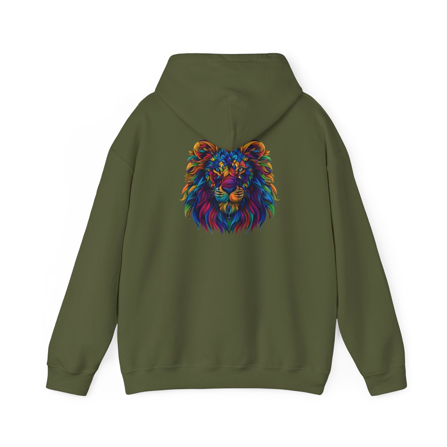 Lion Head Graphic Unisex Heavy Blend™ Hooded Sweatshirt Cotton Funny Humorous Graphic Soft Premium Unisex Men Women Military Green Hooded Sweatshirt Birthday Gift-9