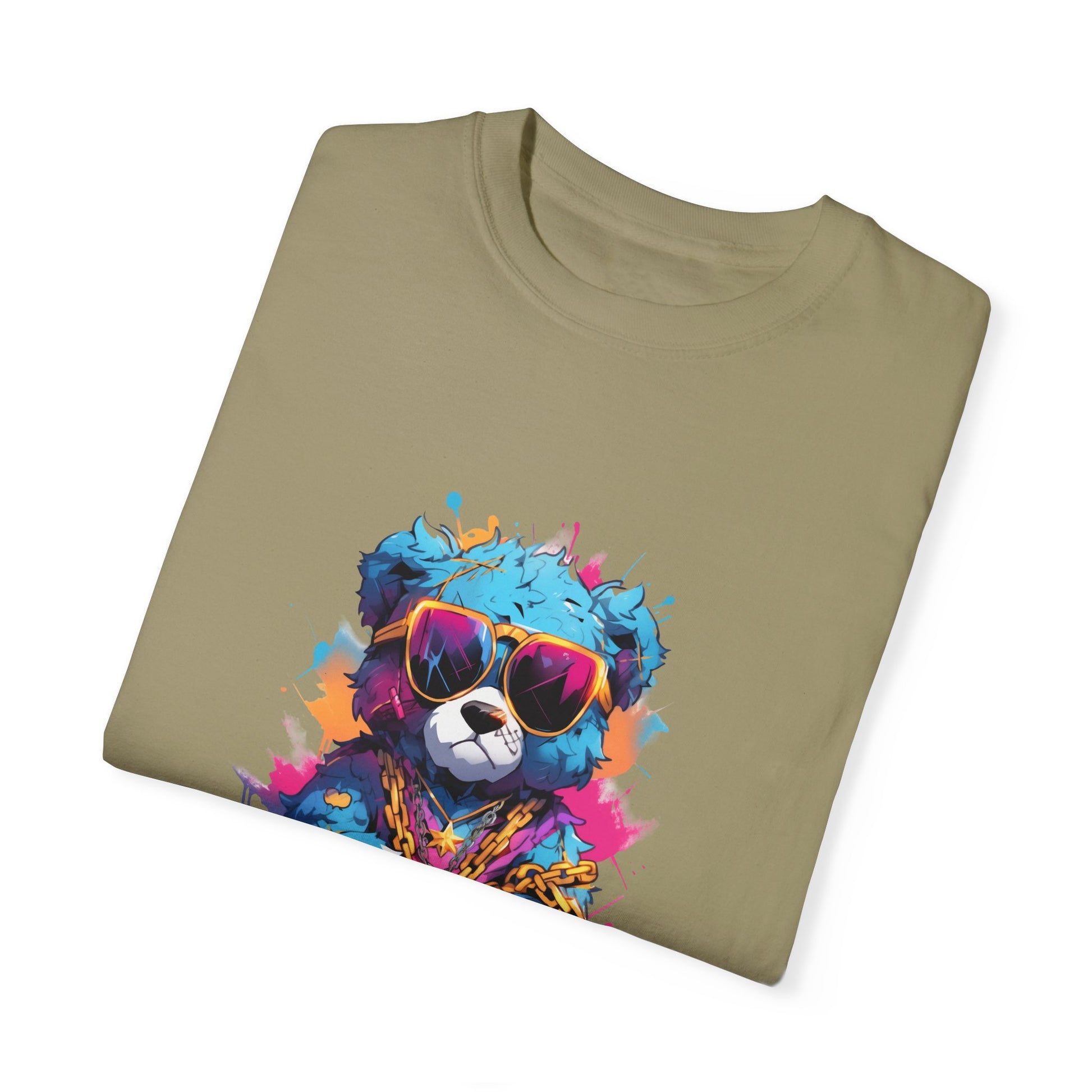 Hip Hop Teddy Bear Graphic Unisex Garment-dyed T-shirt Cotton Funny Humorous Graphic Soft Premium Unisex Men Women Khaki T-shirt Birthday Gift-47