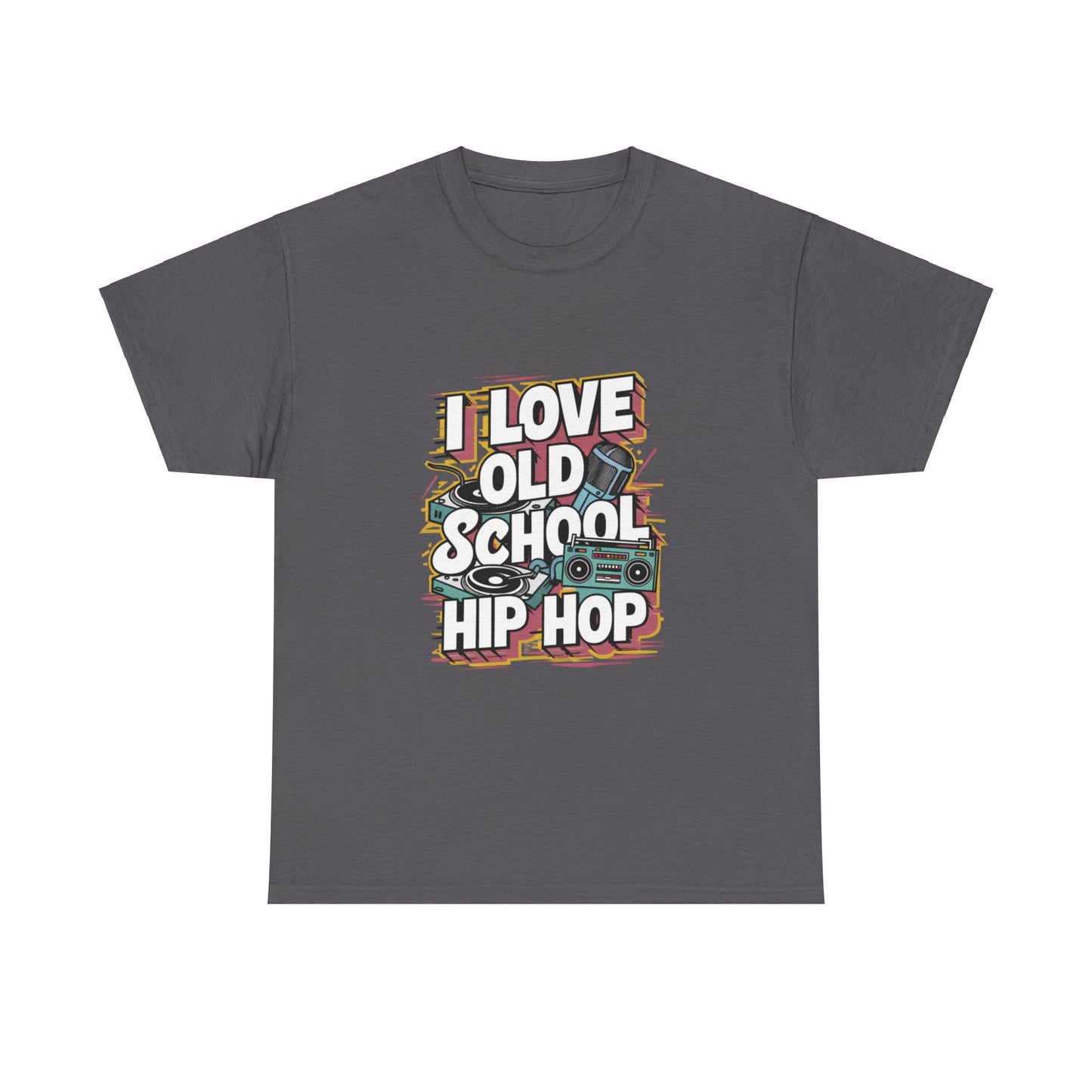 I Love Old School Hip Hop Urban Graphic Unisex Heavy Cotton Tee Cotton Funny Humorous Graphic Soft Premium Unisex Men Women Charcoal T-shirt Birthday Gift-2