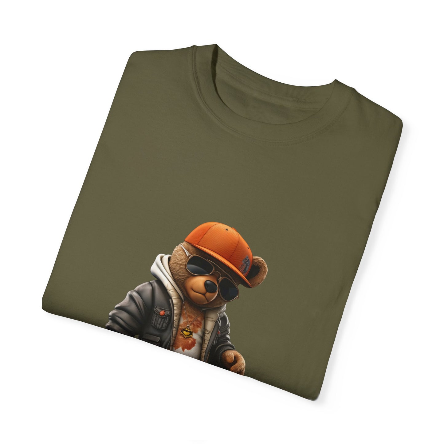 Hip Hop Teddy Bear Graphic Unisex Garment-dyed T-shirt Cotton Funny Humorous Graphic Soft Premium Unisex Men Women Sage T-shirt Birthday Gift-53